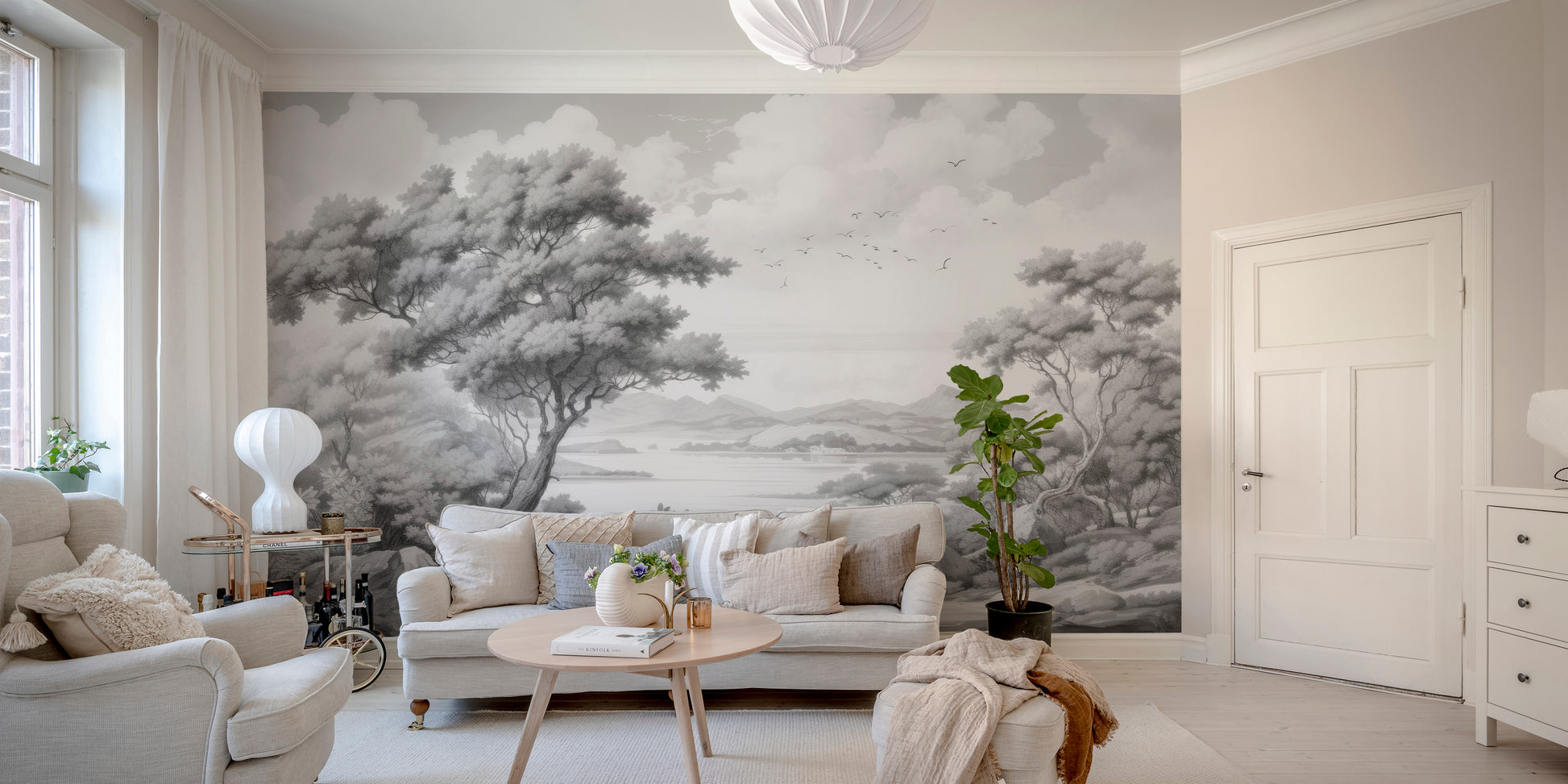 Elegant gray townscape wall mural
