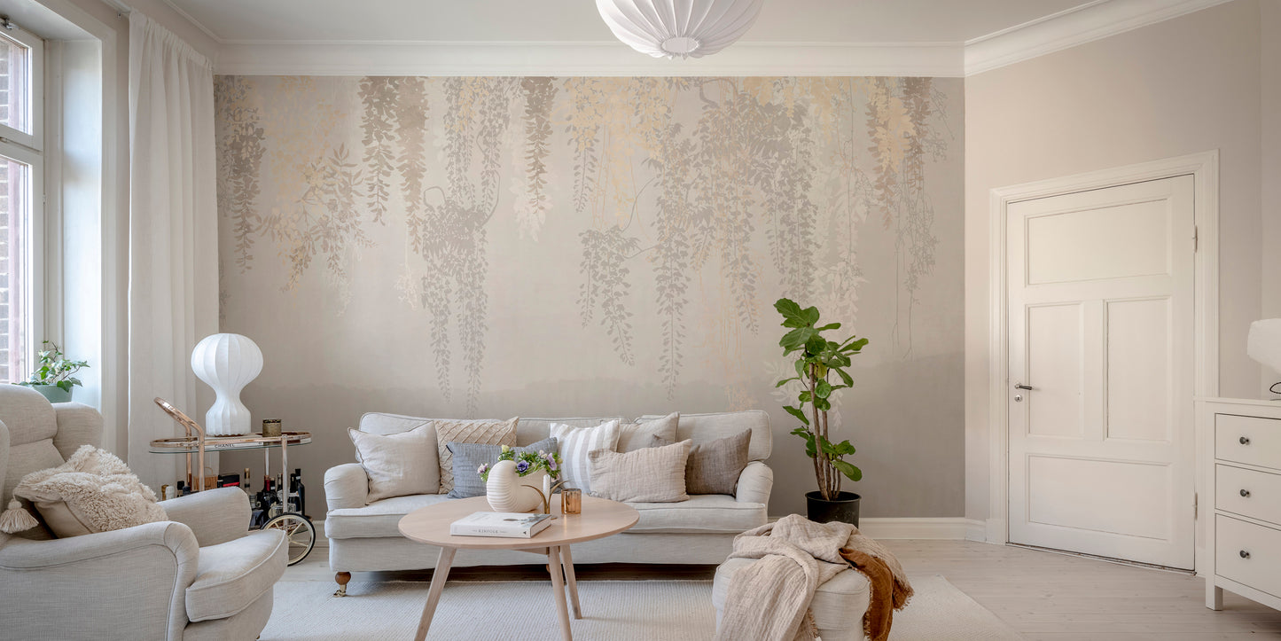 Dreamy autumn leaf mural design
