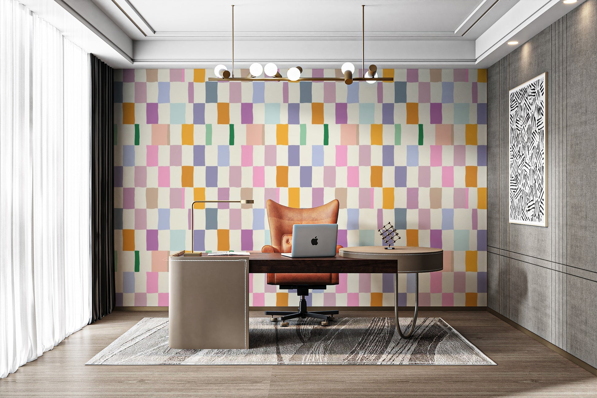 Removable wallpaper with vibrant mosaic design