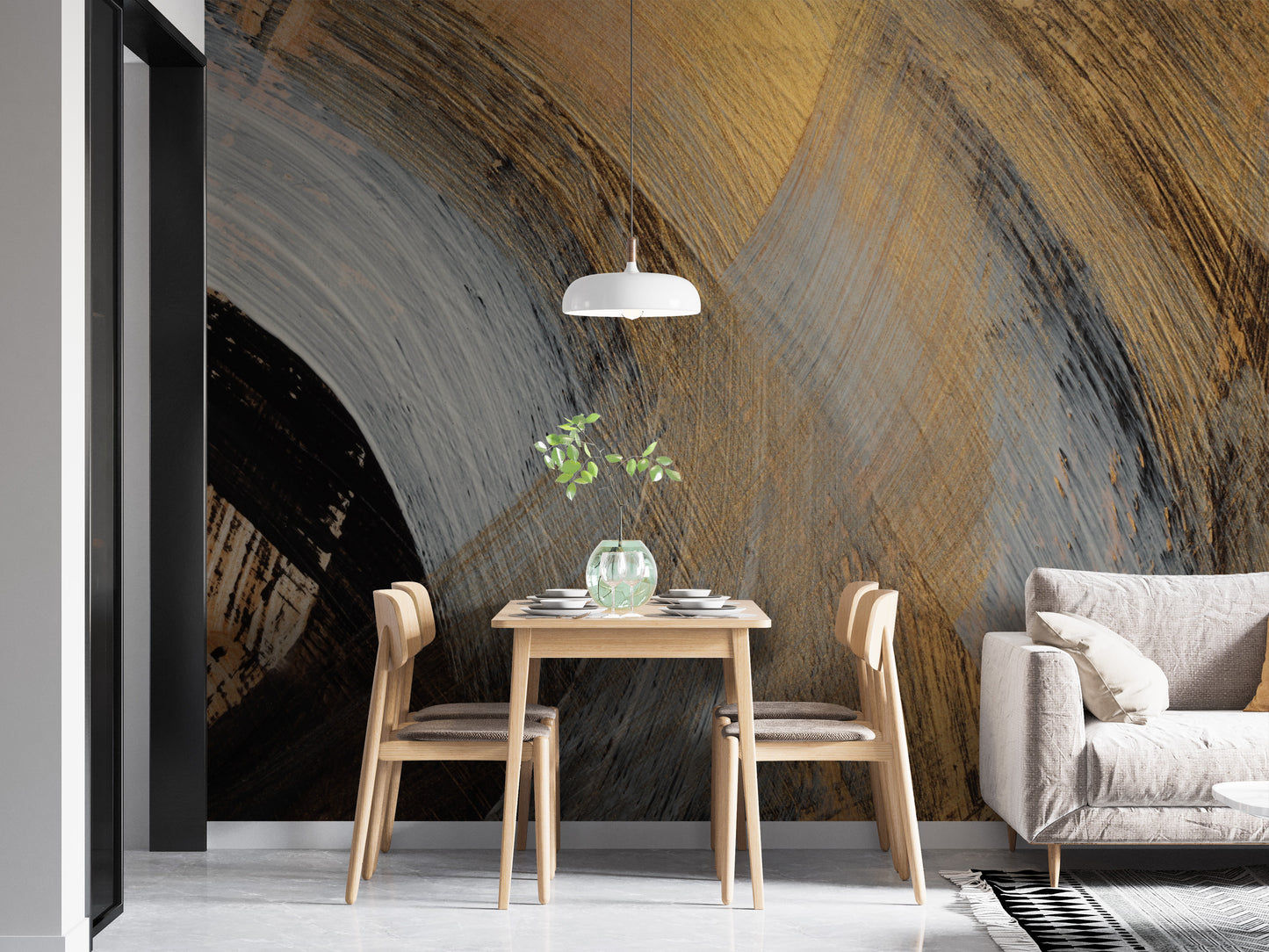 Golden Abstract Wallpaper Mural