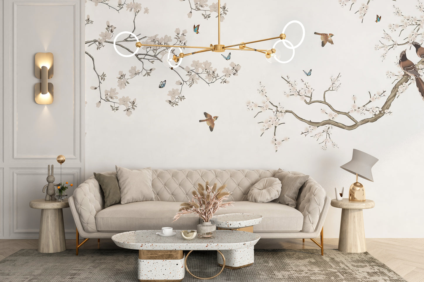 Floral Perch Wall Mural