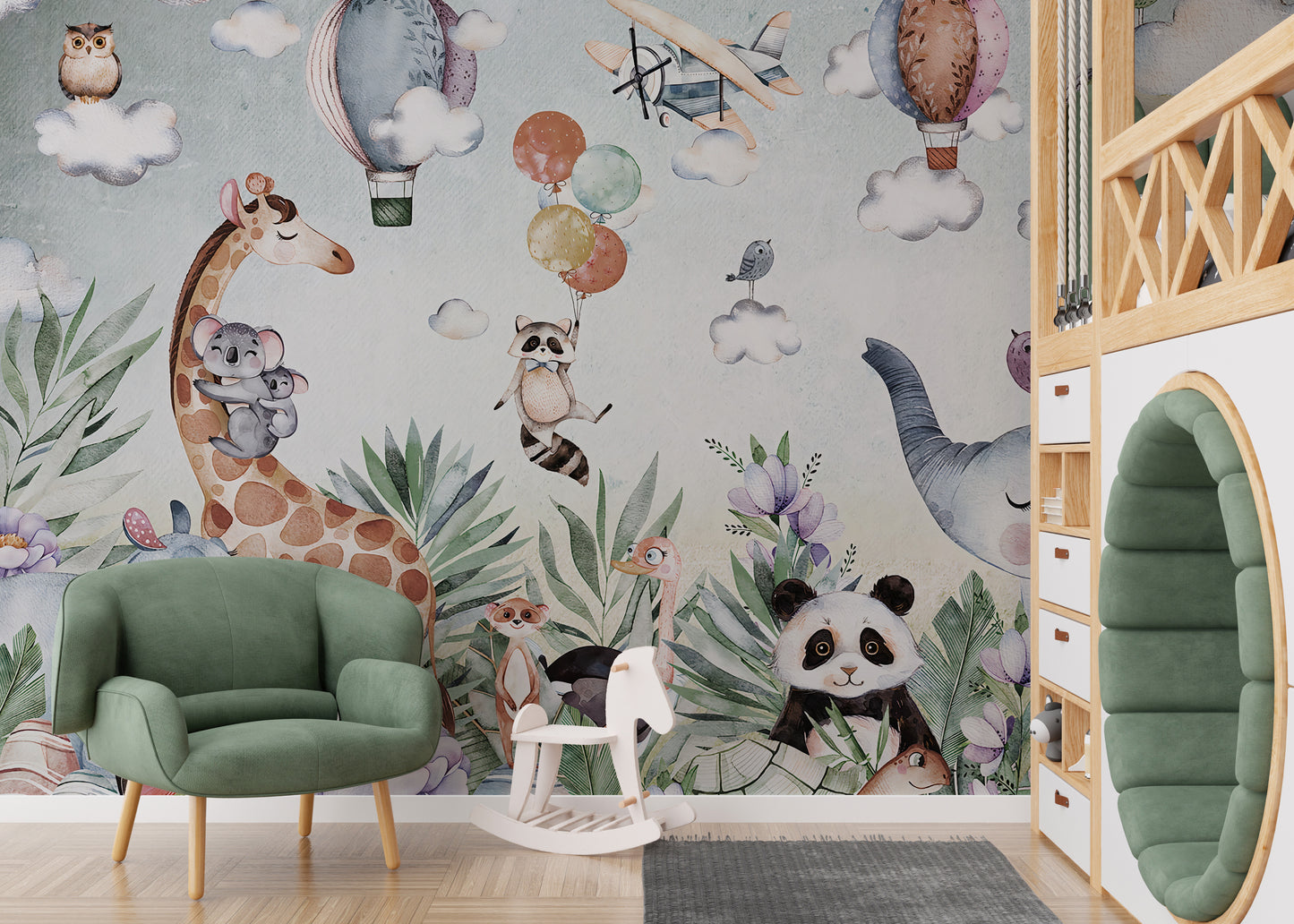 Playful jungle textures wallpaper mural for kids
