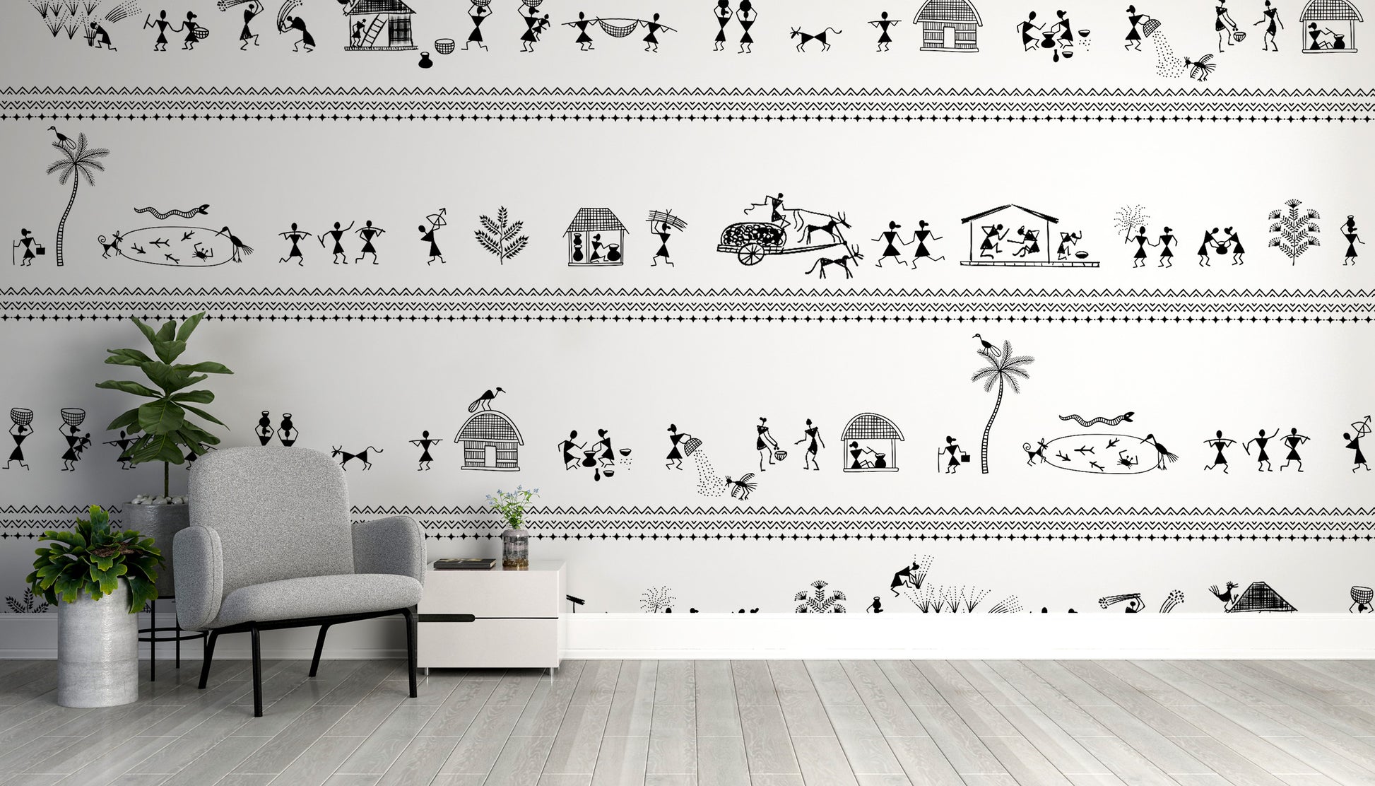 Tribal Rhythms Art Strip reusable wallpaper