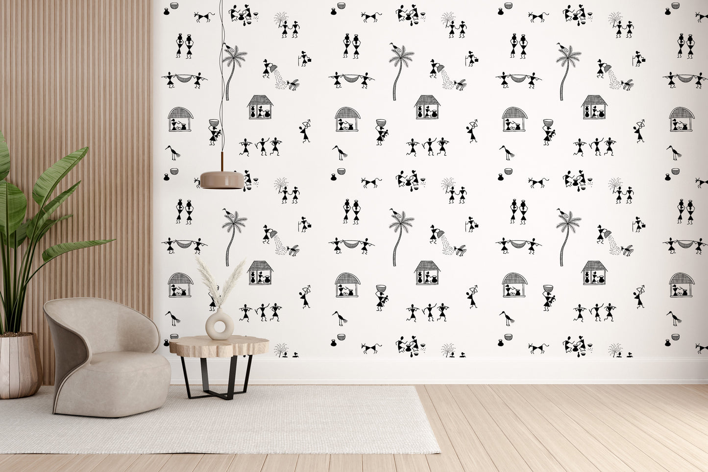 Warli Wonders Collection Mural Wallpaper art