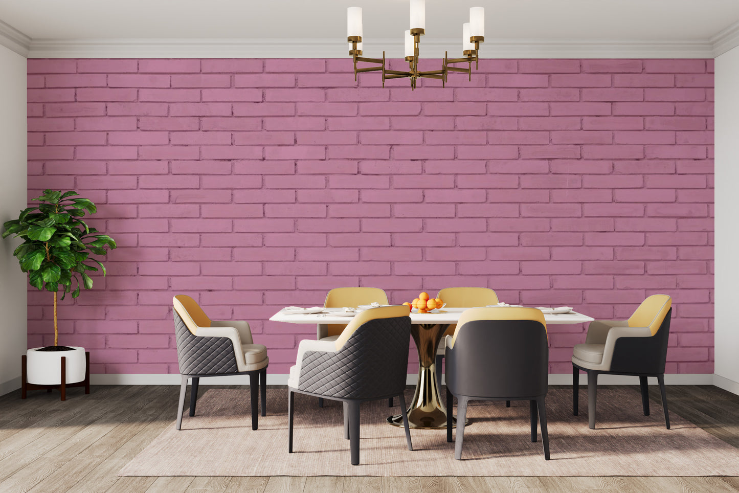 Pink Brick Wallpaper Mural for Walls