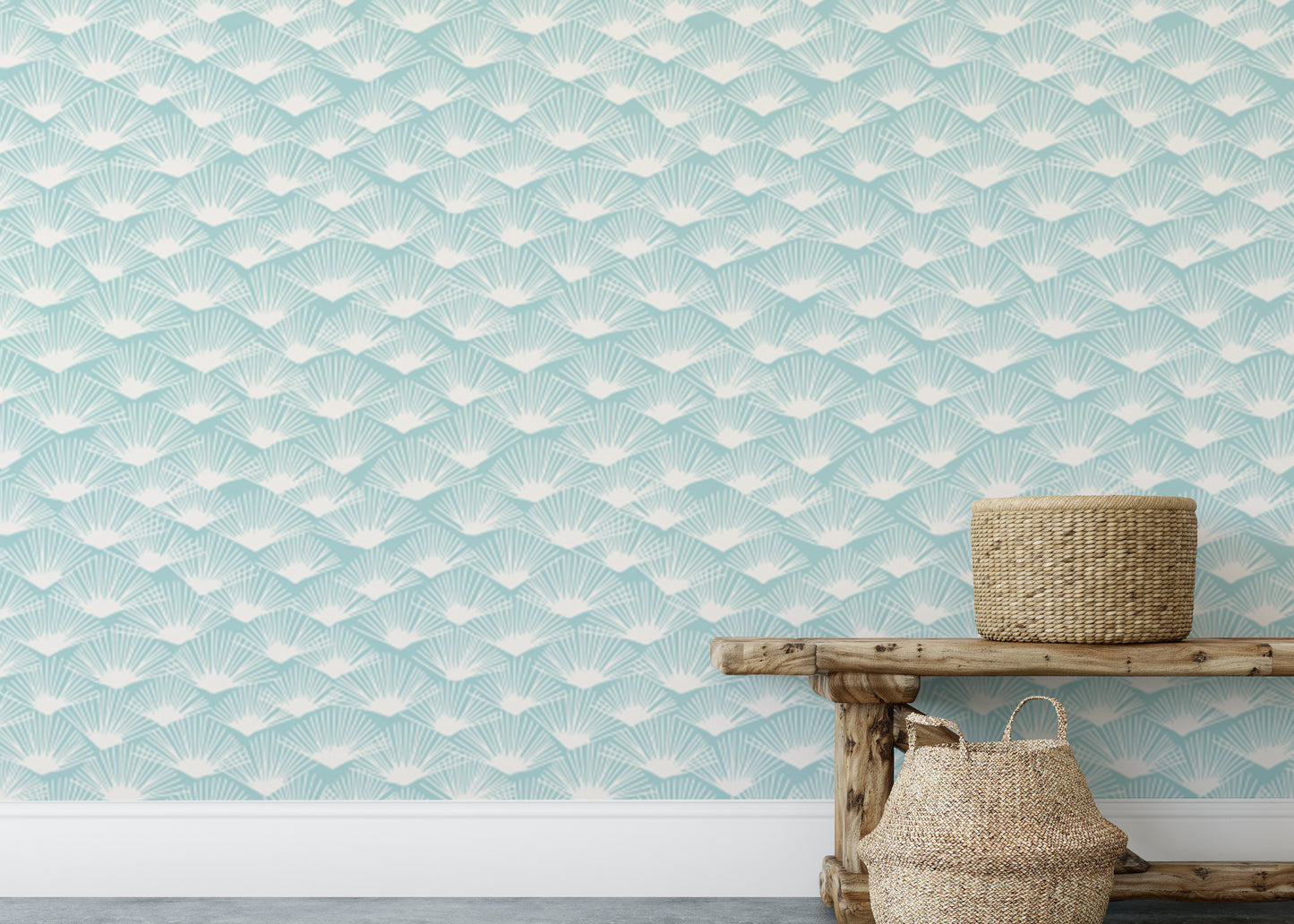 Stylish Abstract Aqua Fronds wallpaper for nature-inspired decor.
