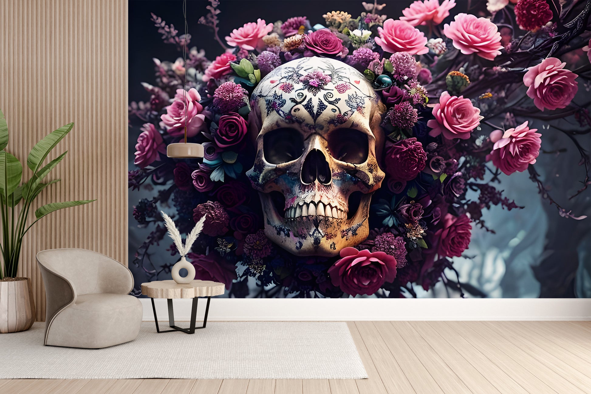 Floral Skull Halloween Wallpaper - Giffywalls