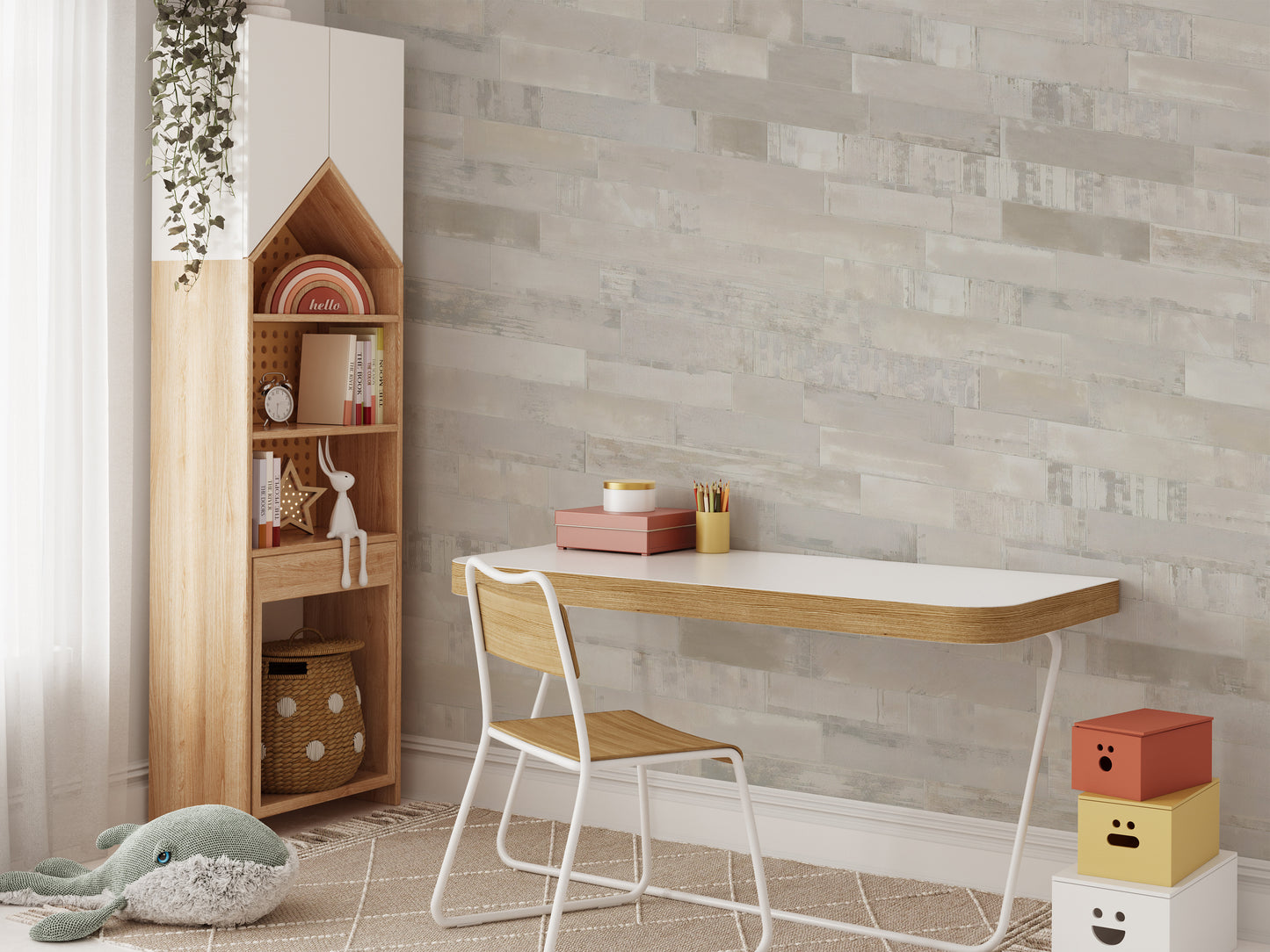 Beige Brick Textured Wallpaper Mural