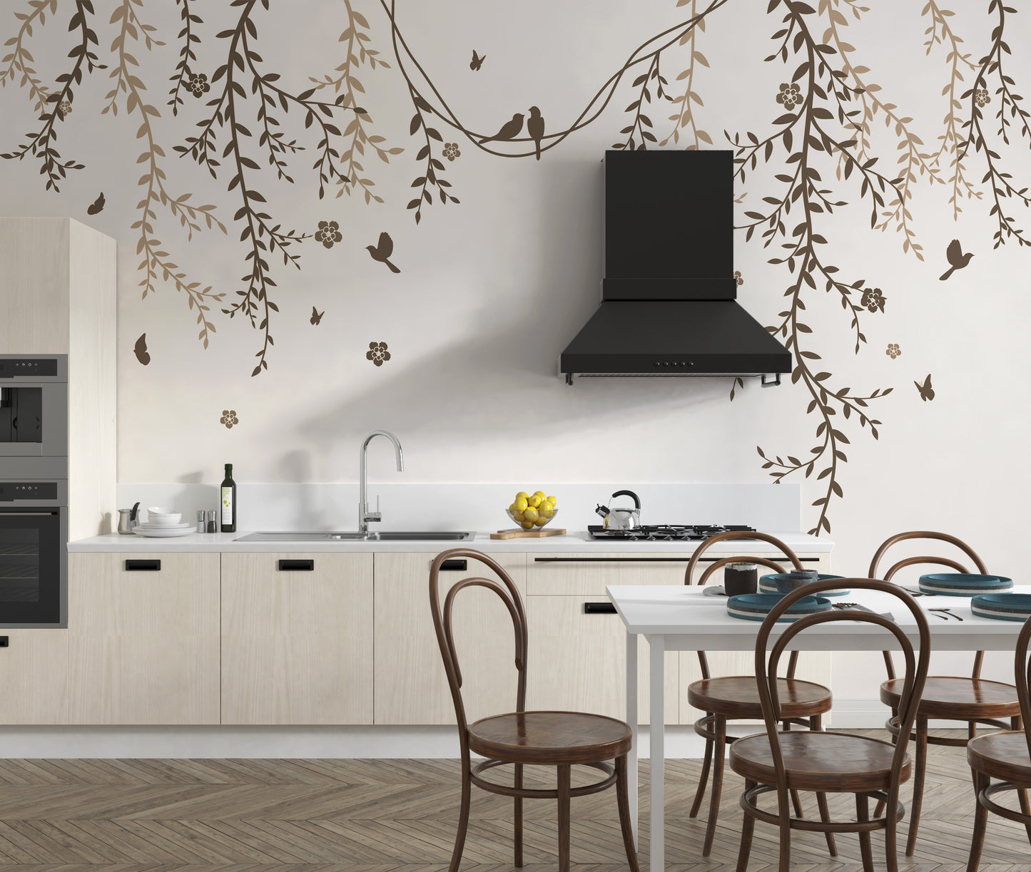 Lyrical Leaves Mural Wallpaper for wall elegance