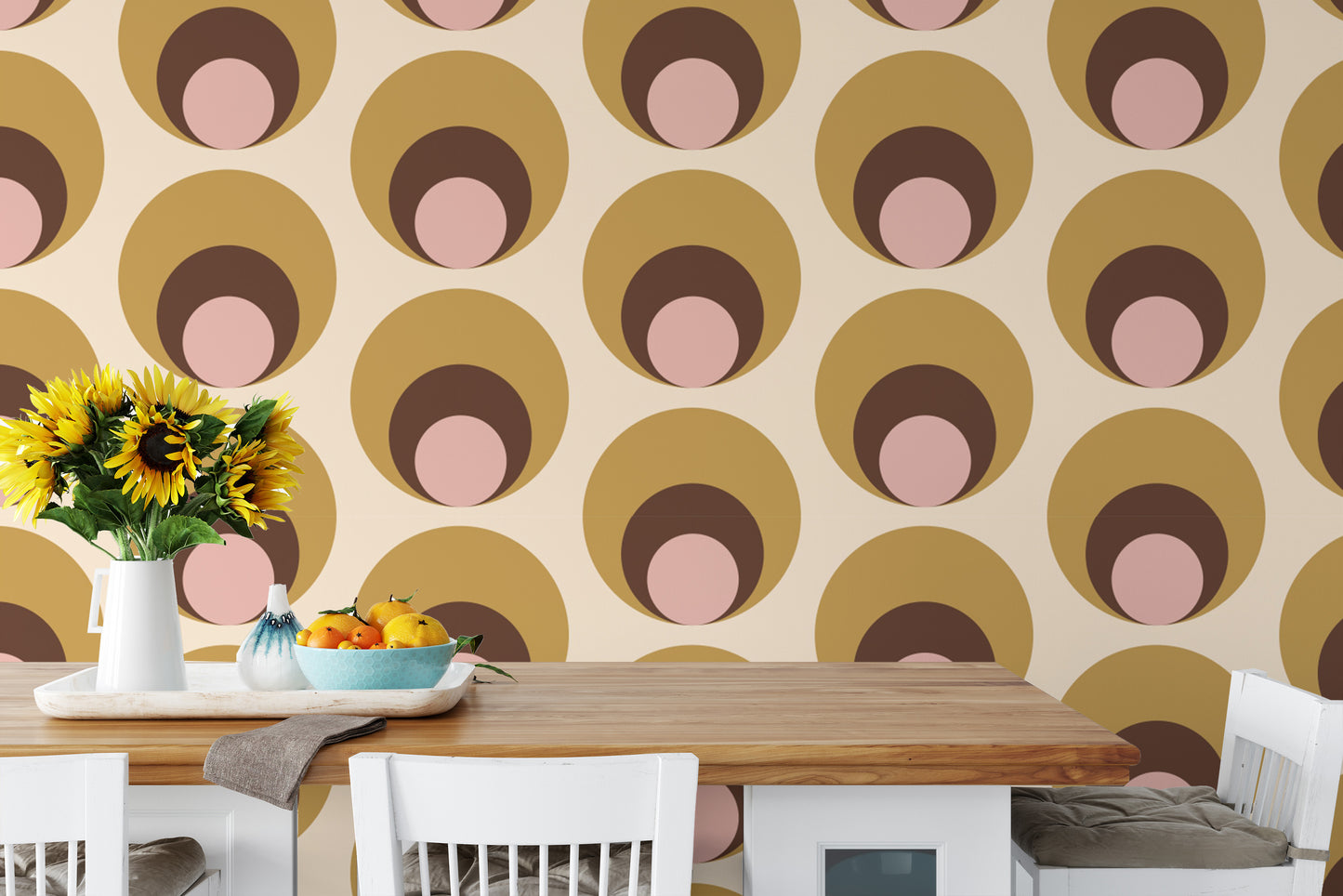 Apricity beige dots design wallpaper
