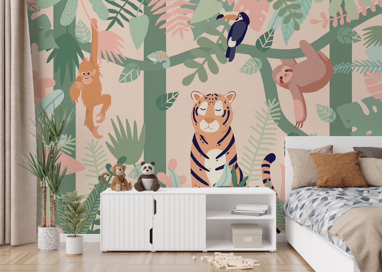 Kids Jungle animal friends wallpaper mural