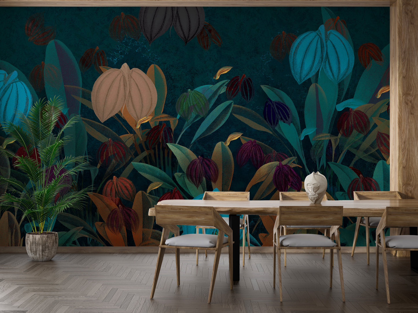 Colourful Botanical Wallpaper Mural - Giffywalls