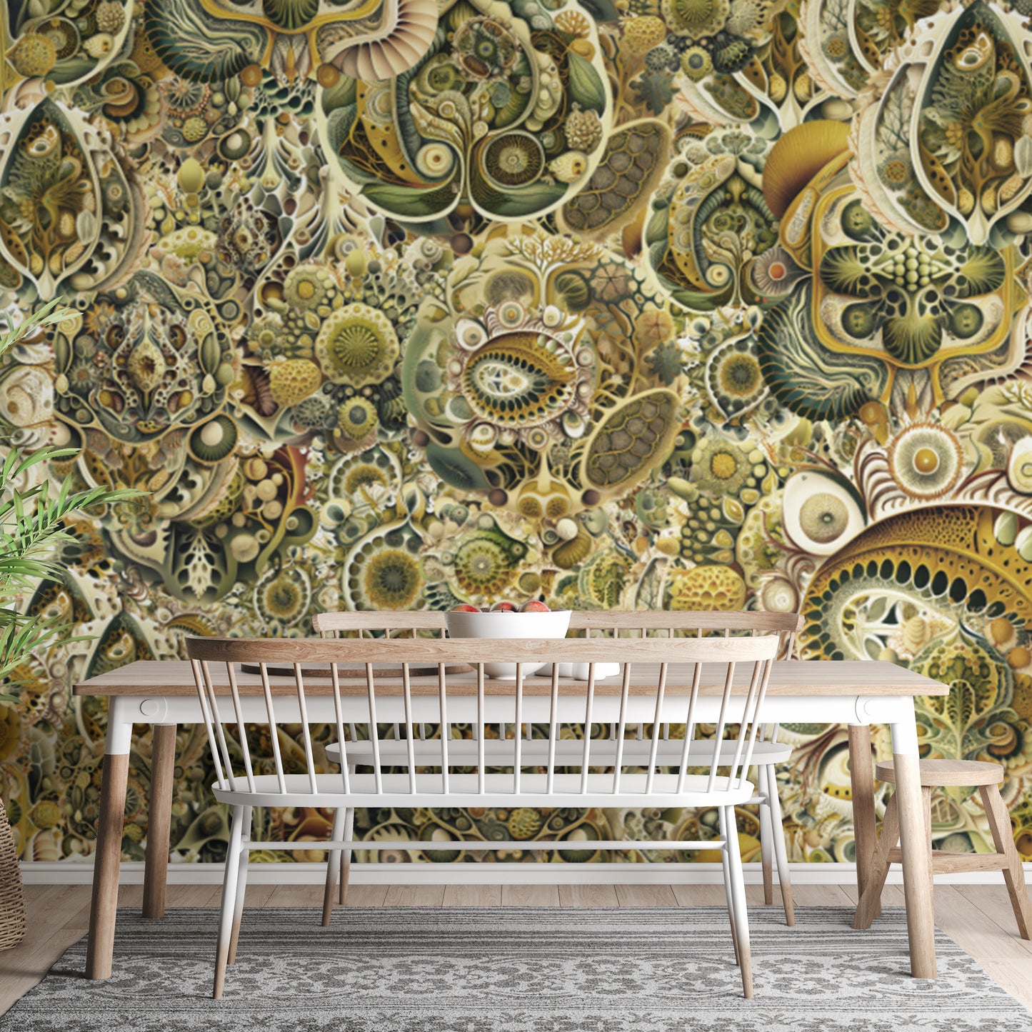 Green Color Abstract Haeckel Wallpaper Murals