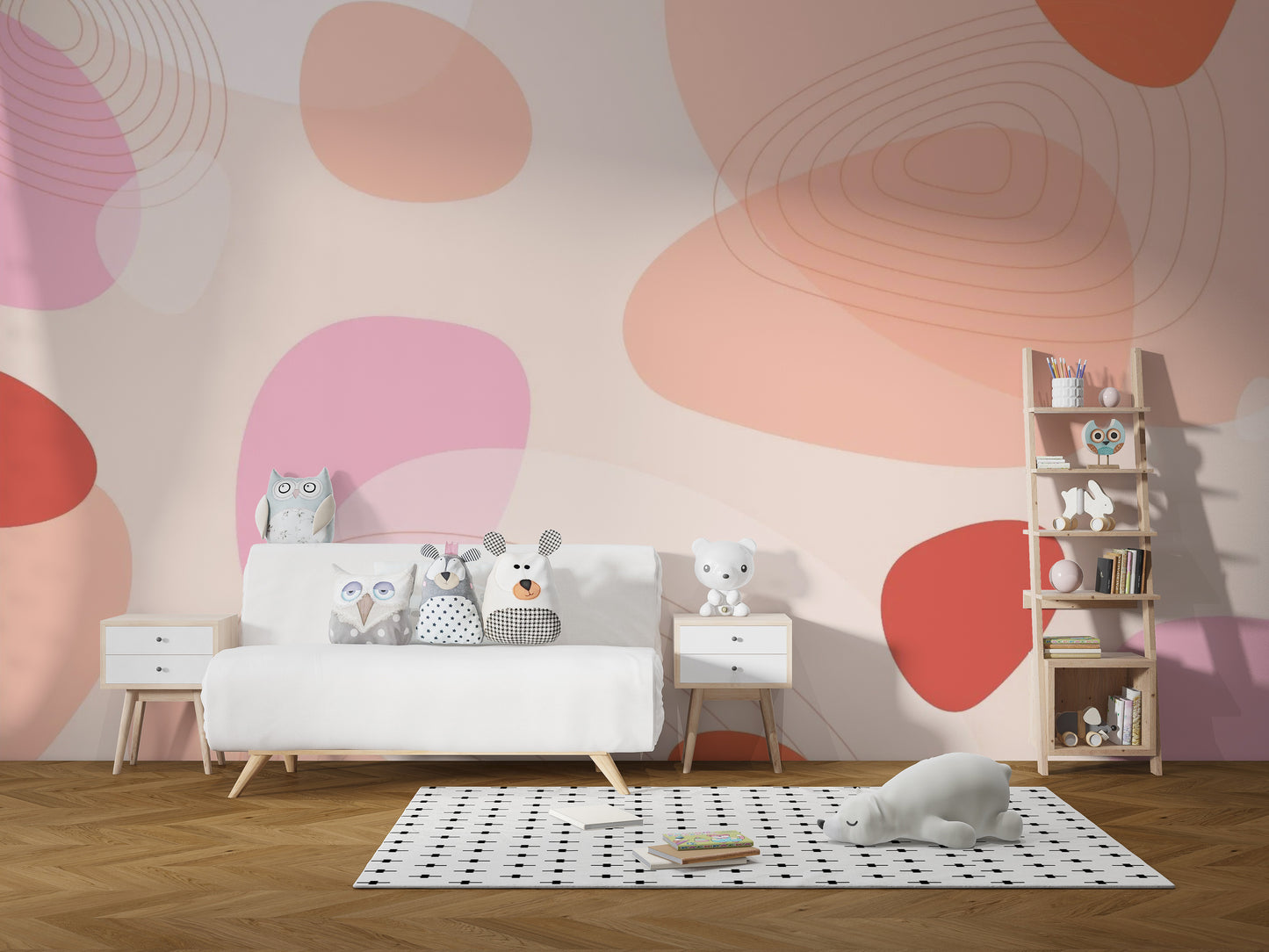 Peach Pink Modern Wallpaper Mural