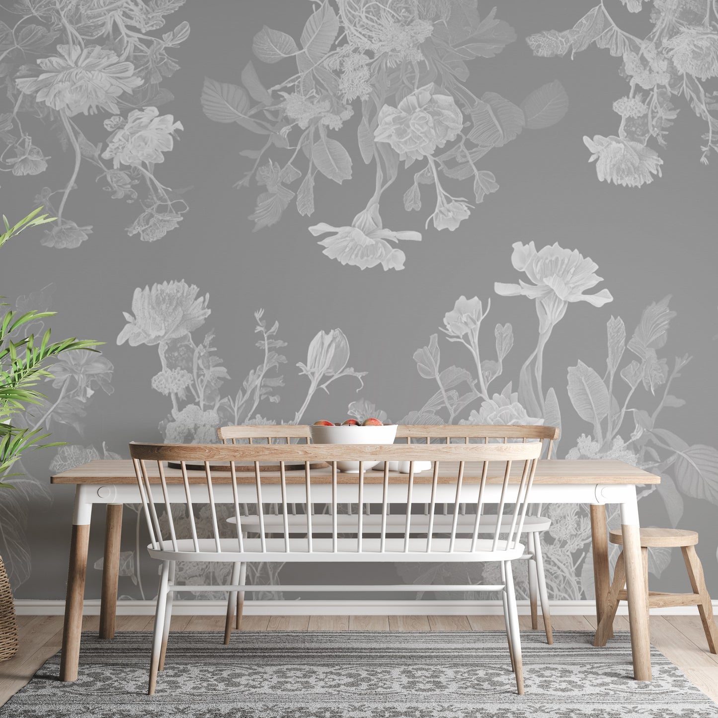 Grey Flower Bedroom Wallpaper Murals