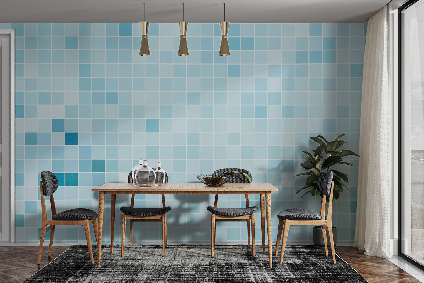 Blue Tiled Wallpaper Mural