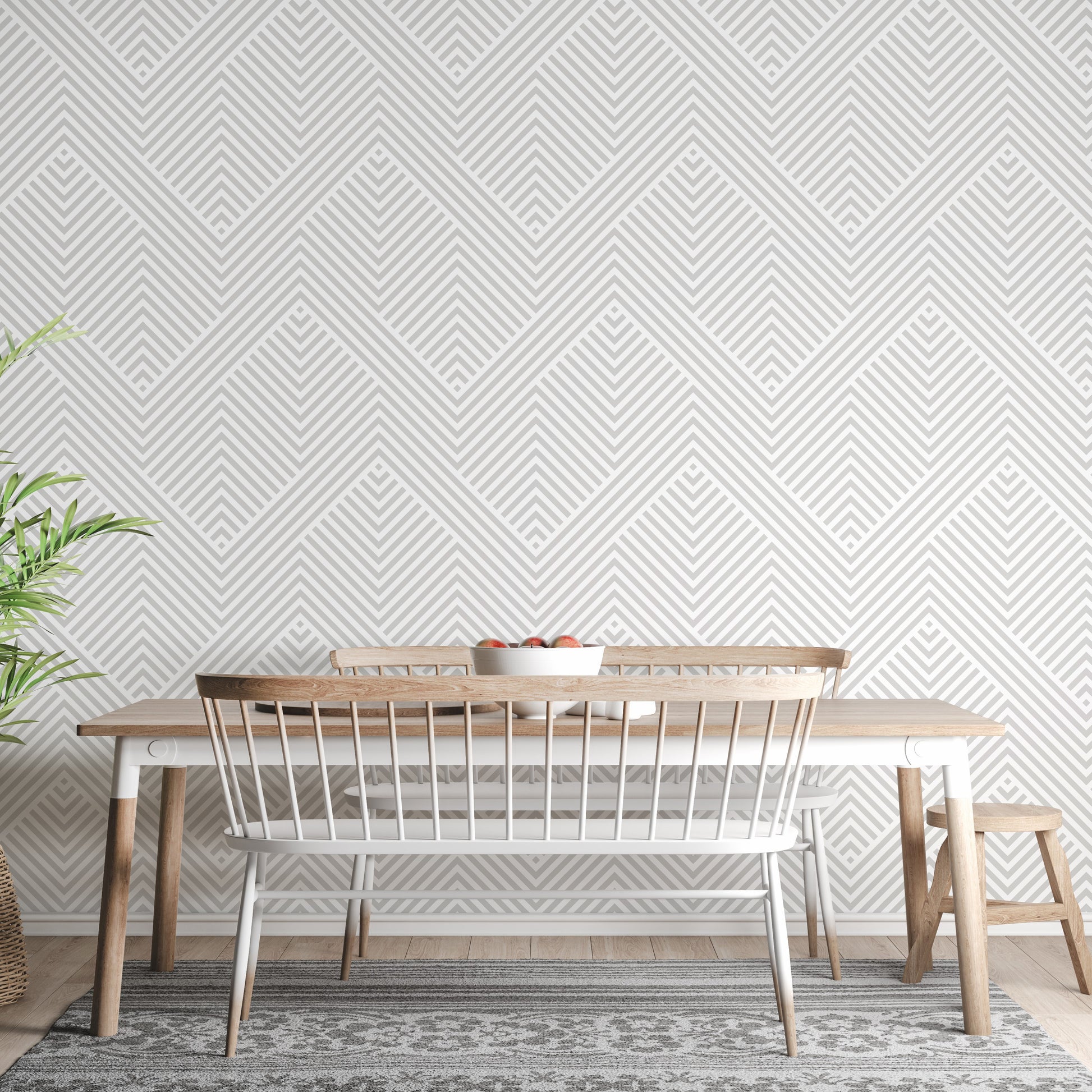 Chic light gray line art wallpaper
