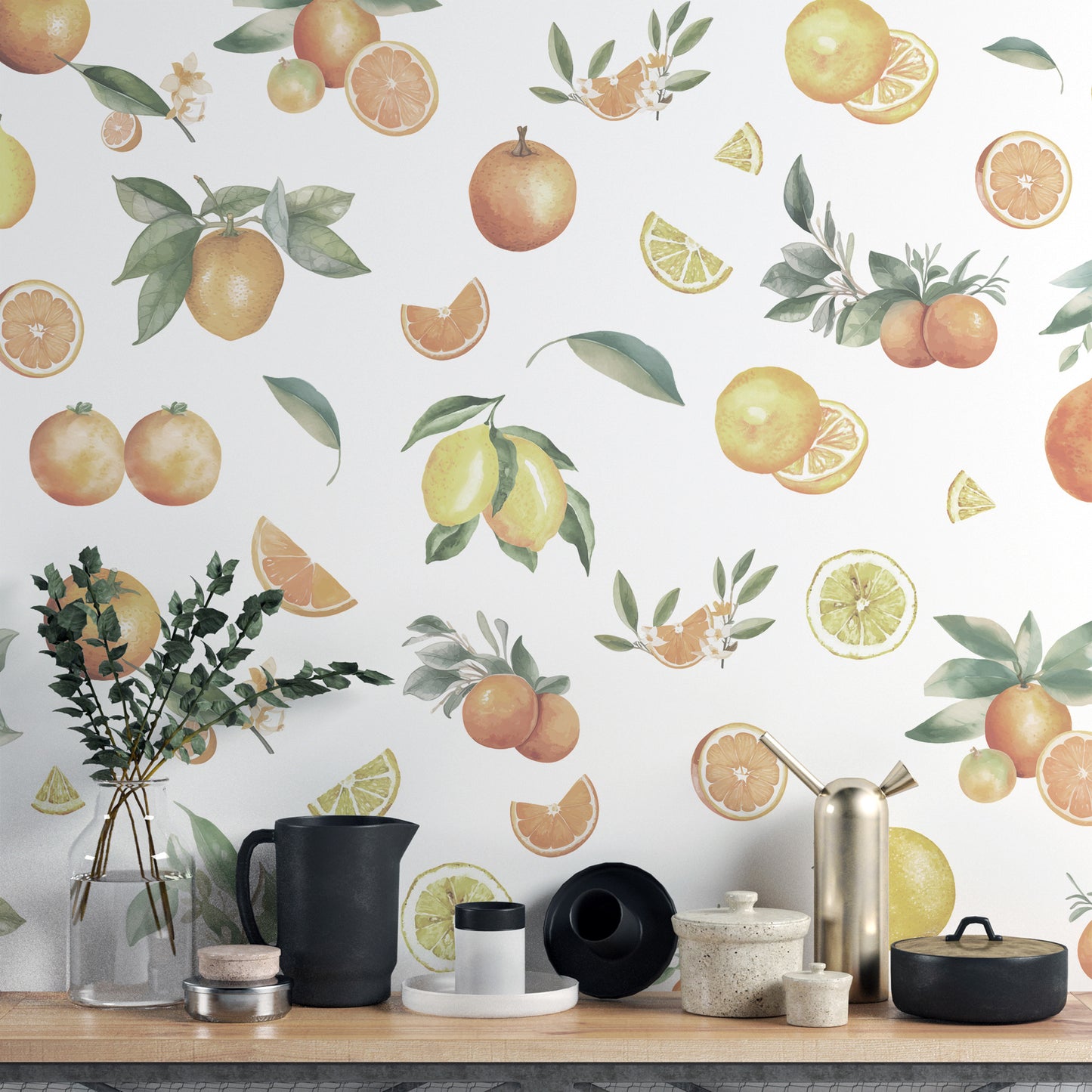 Bold Citrus Melange Paradise Wallpaper for interiors