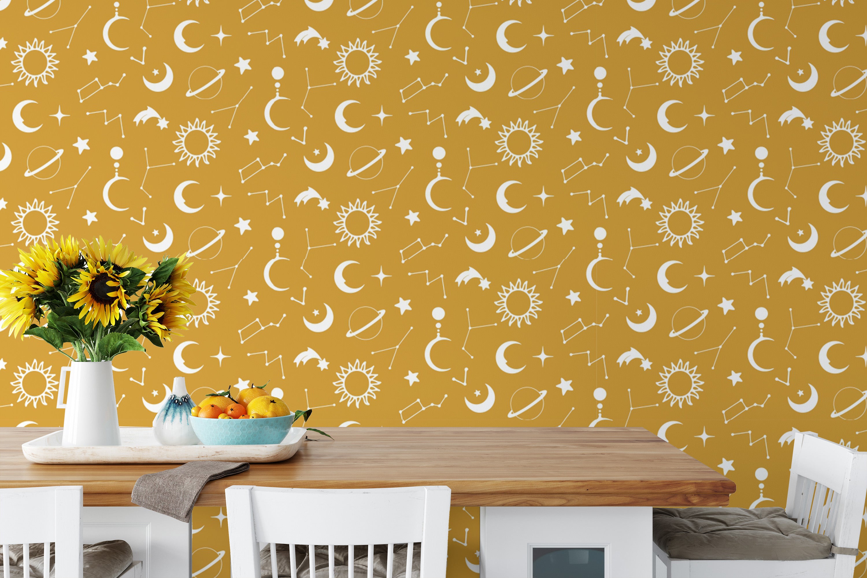 Yellow constellation wallpaper with starry night
