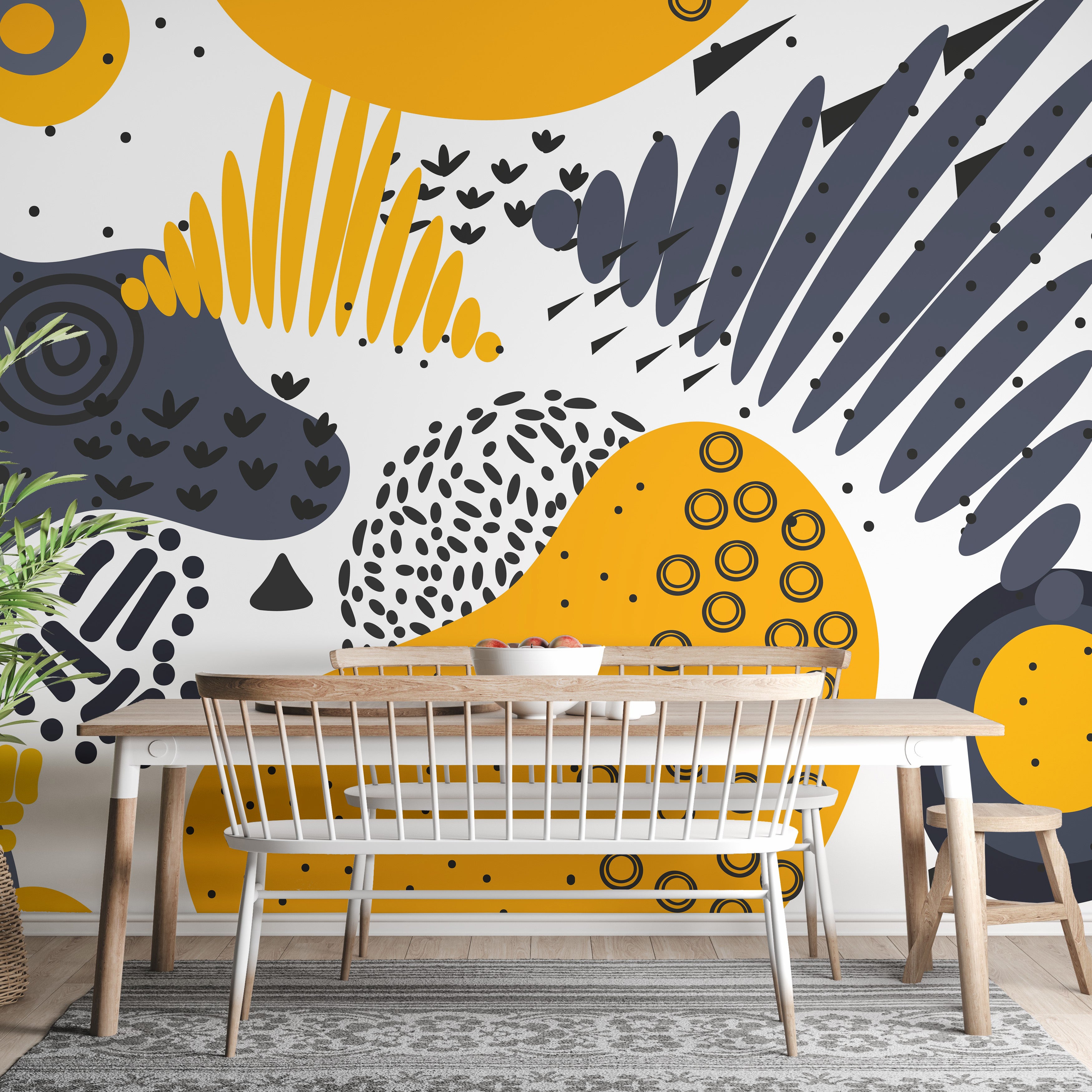 Contemporary abstract art-inspired mural design
