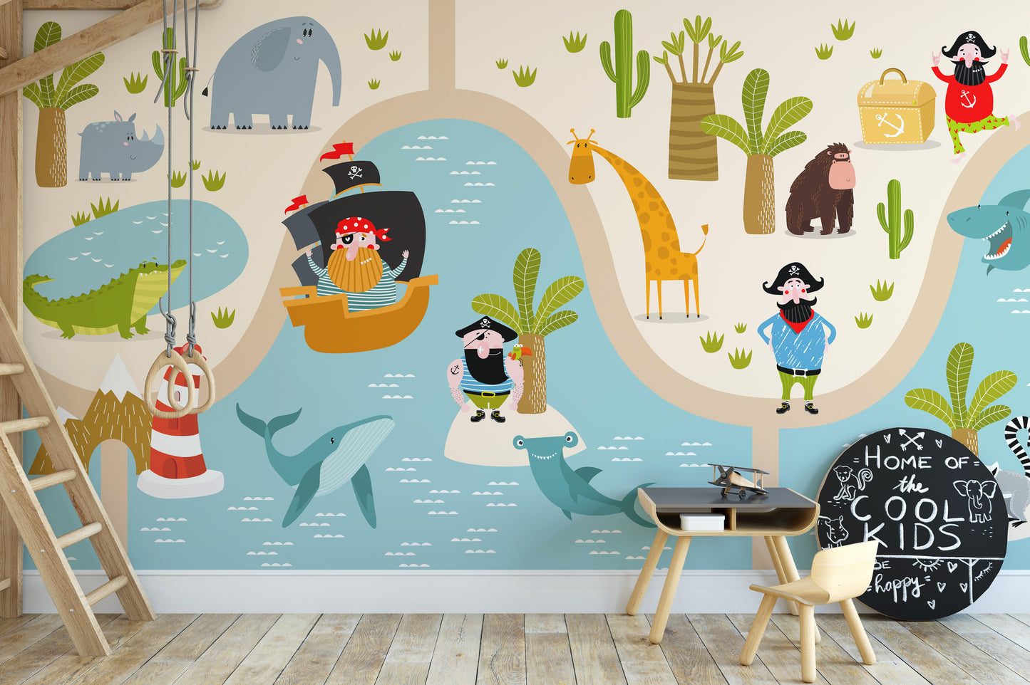 Pirate Animals Kids Wallpaper