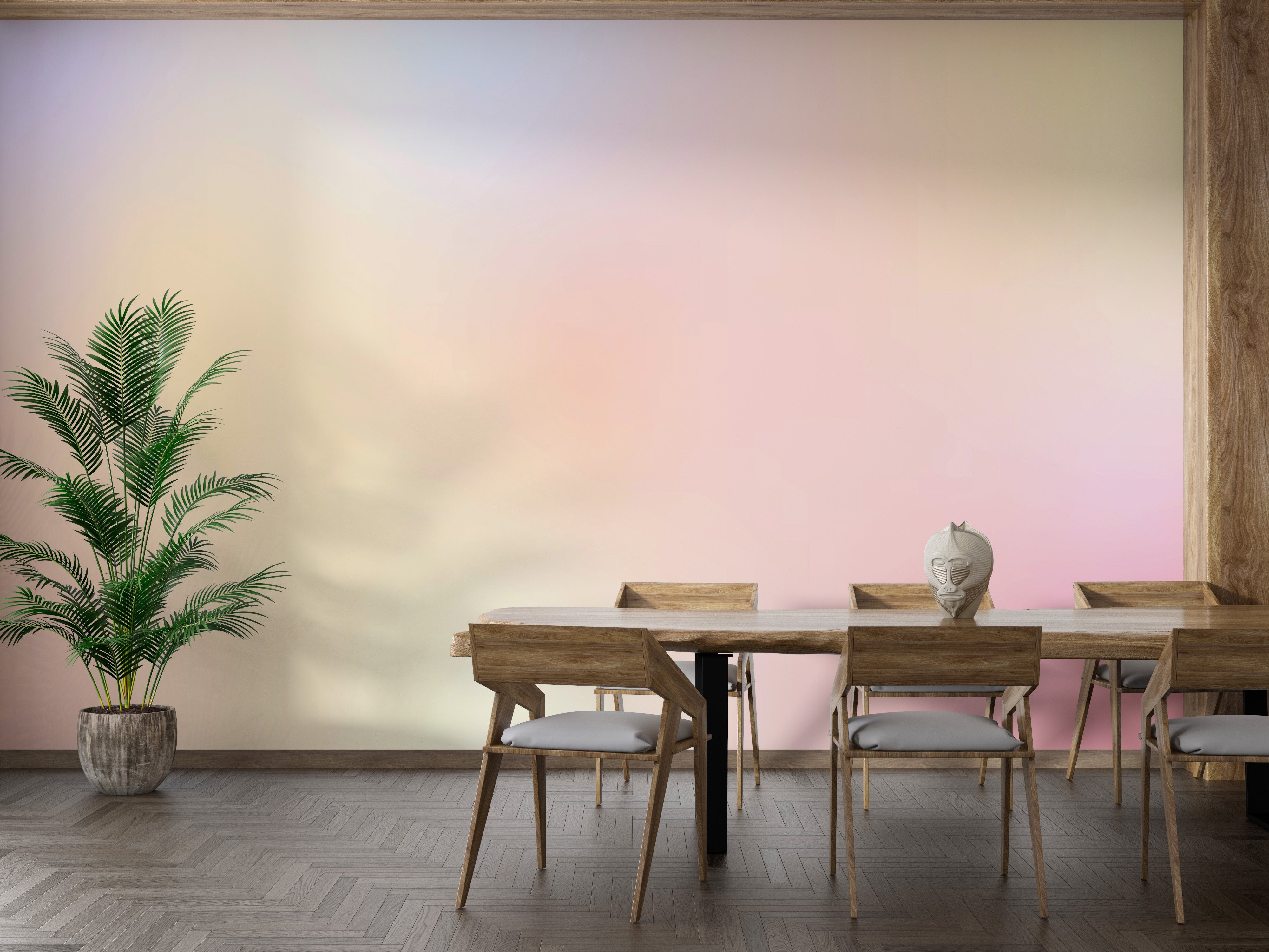 Add flair to your dining room with rainbow ombre mural