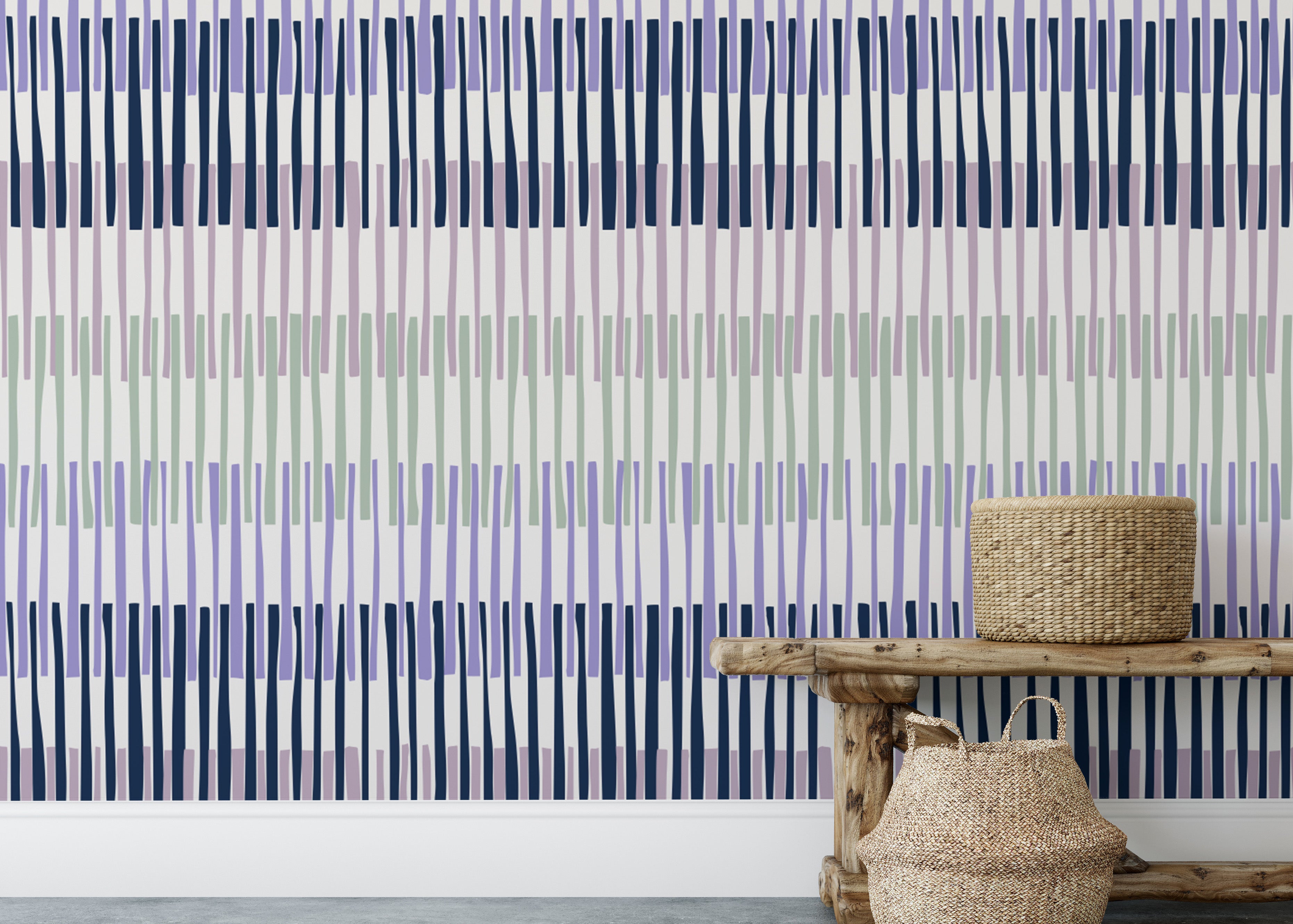 Sophisticated Lilac Striped Pattern Wall Mural
