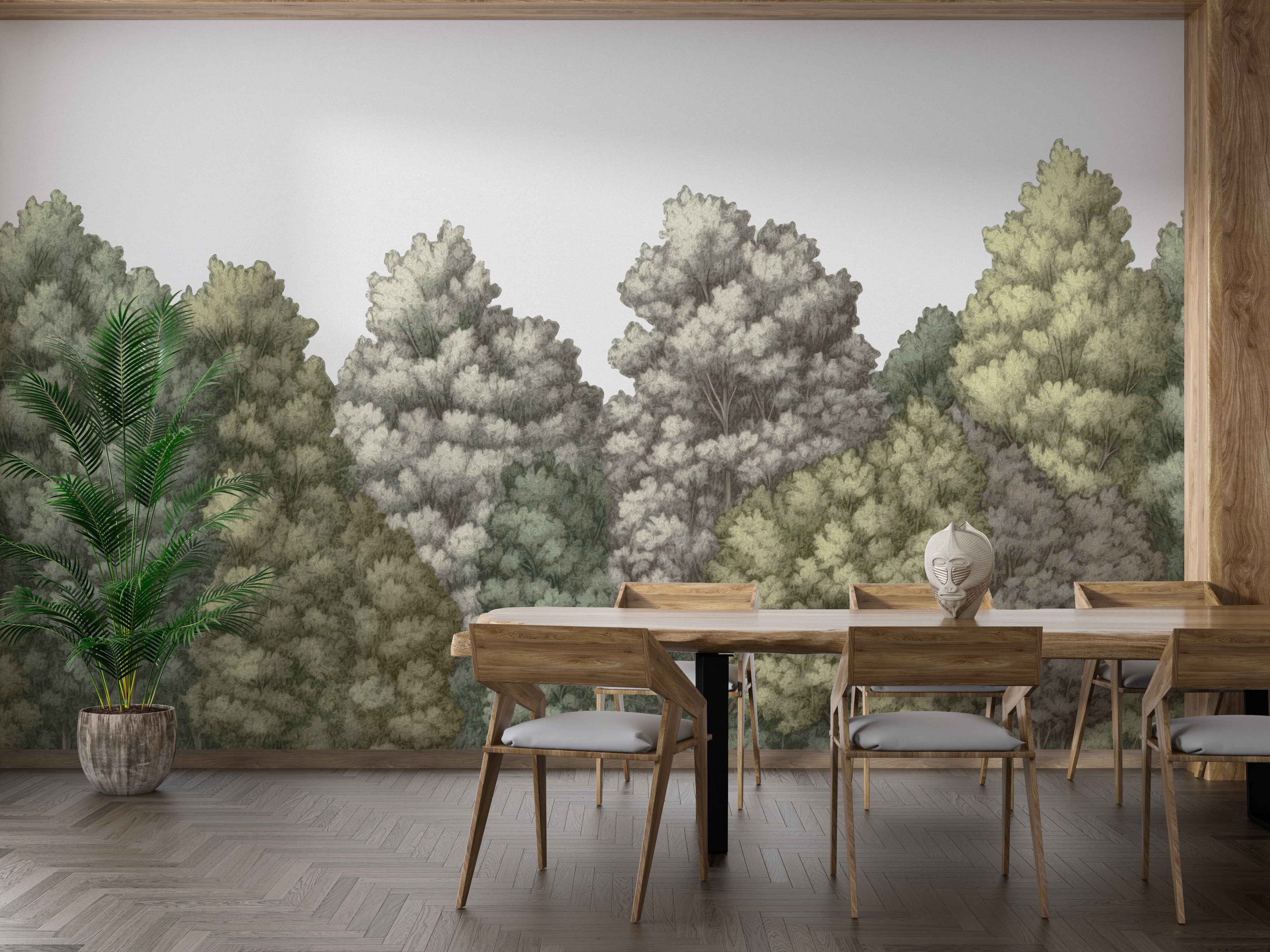 Bring nature to the dining room with Painted Forest Mural