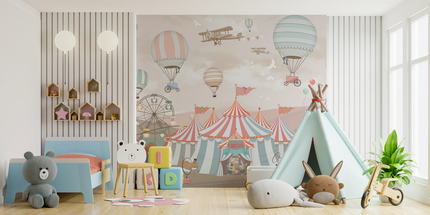 Pink Circus Kids Room Wallpaper Murals