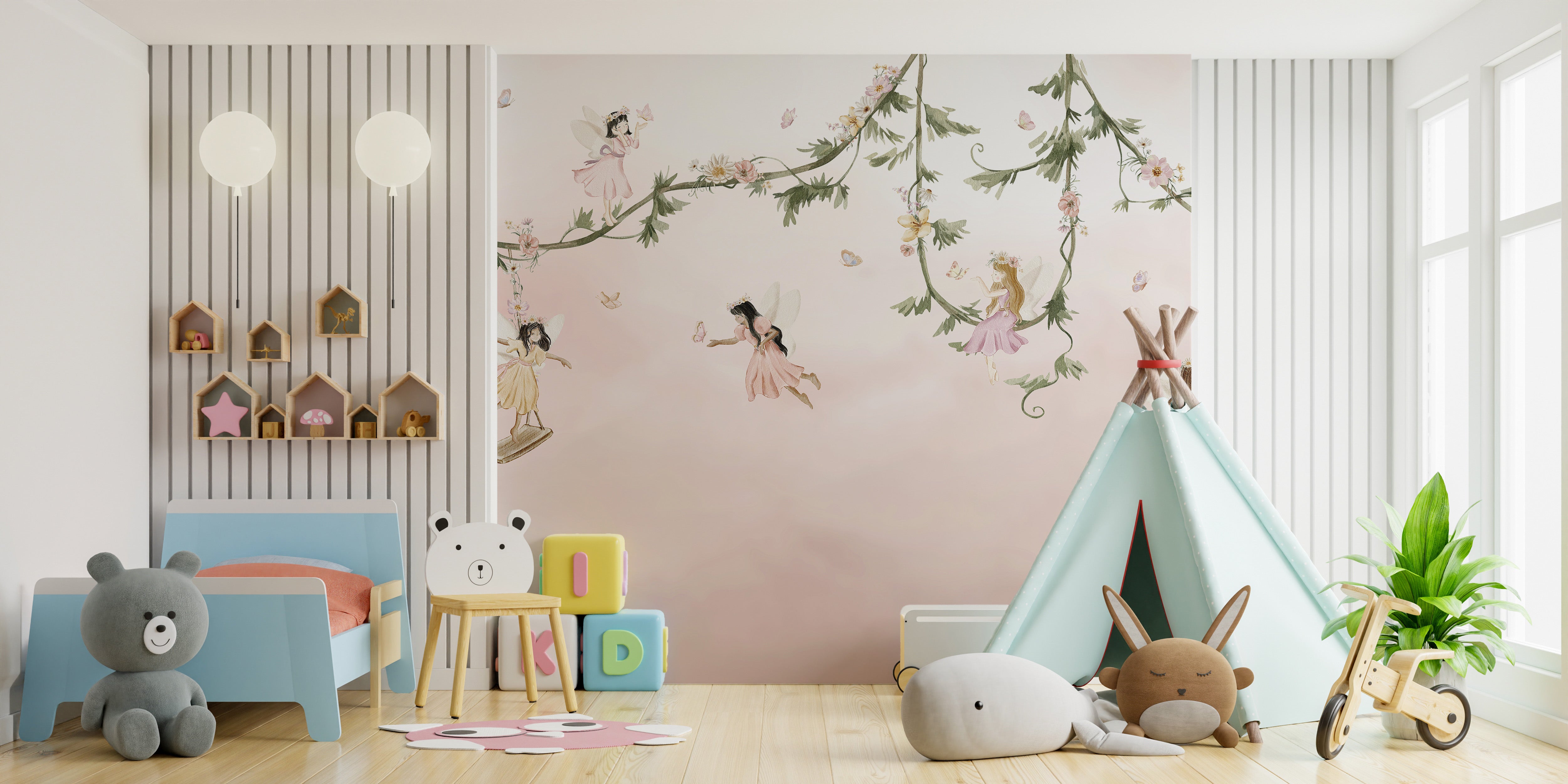 Enchanting dream flight wallpaper for girls rooms