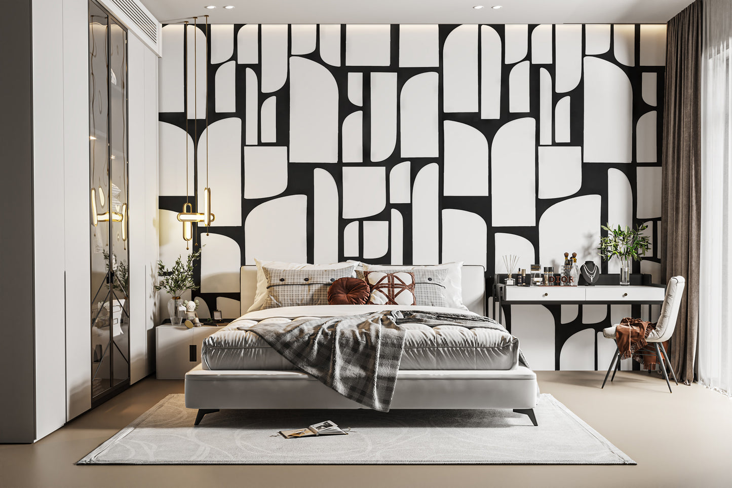 Monochrome Mosaic Tiles Mural