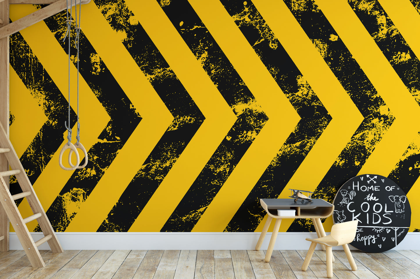 Rugged yellow and black stripe wallpaper
