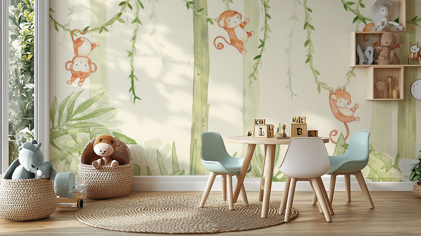 Swinging Monkey Wallpaper Mural