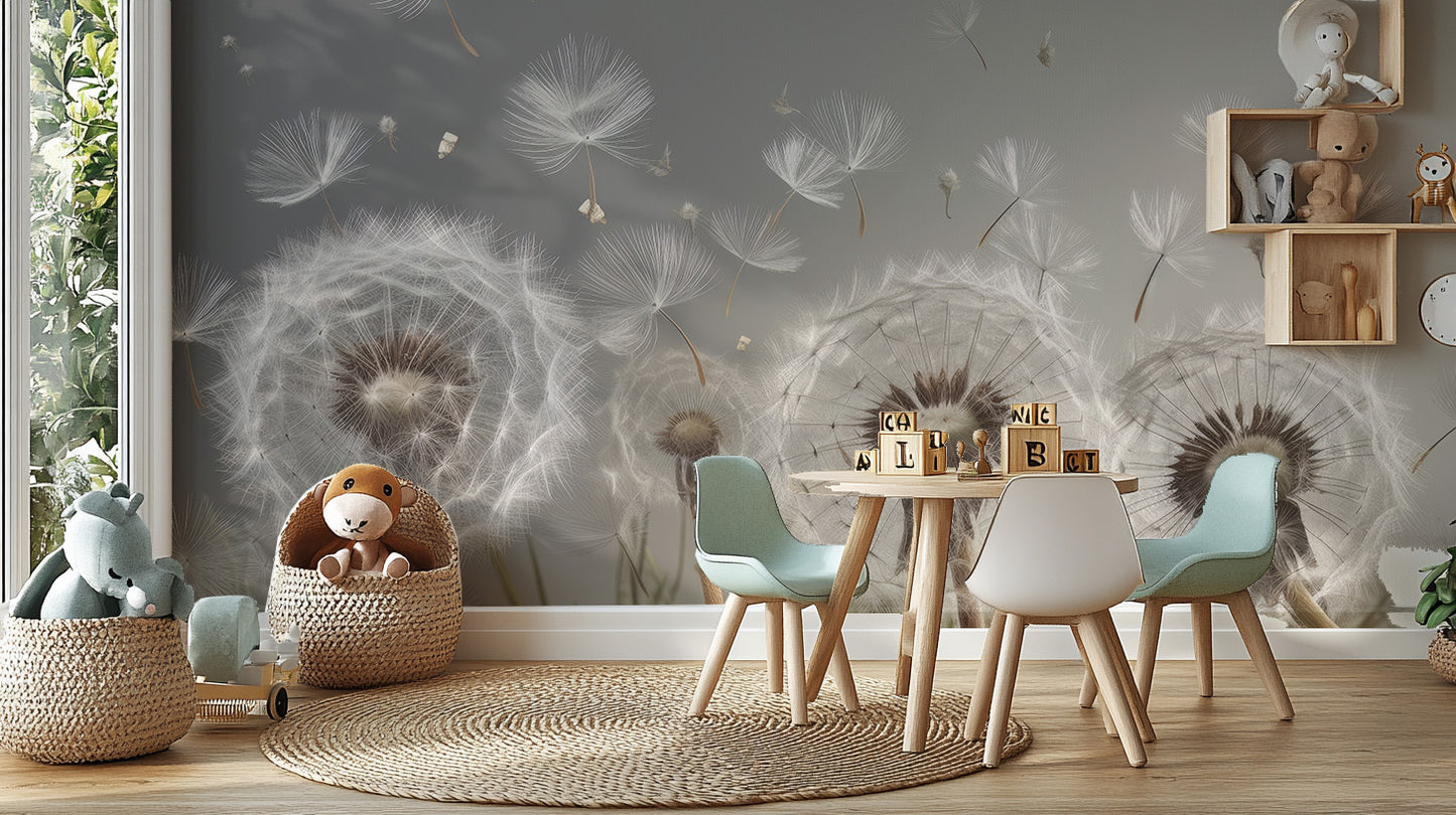 Stylish dandelion mural