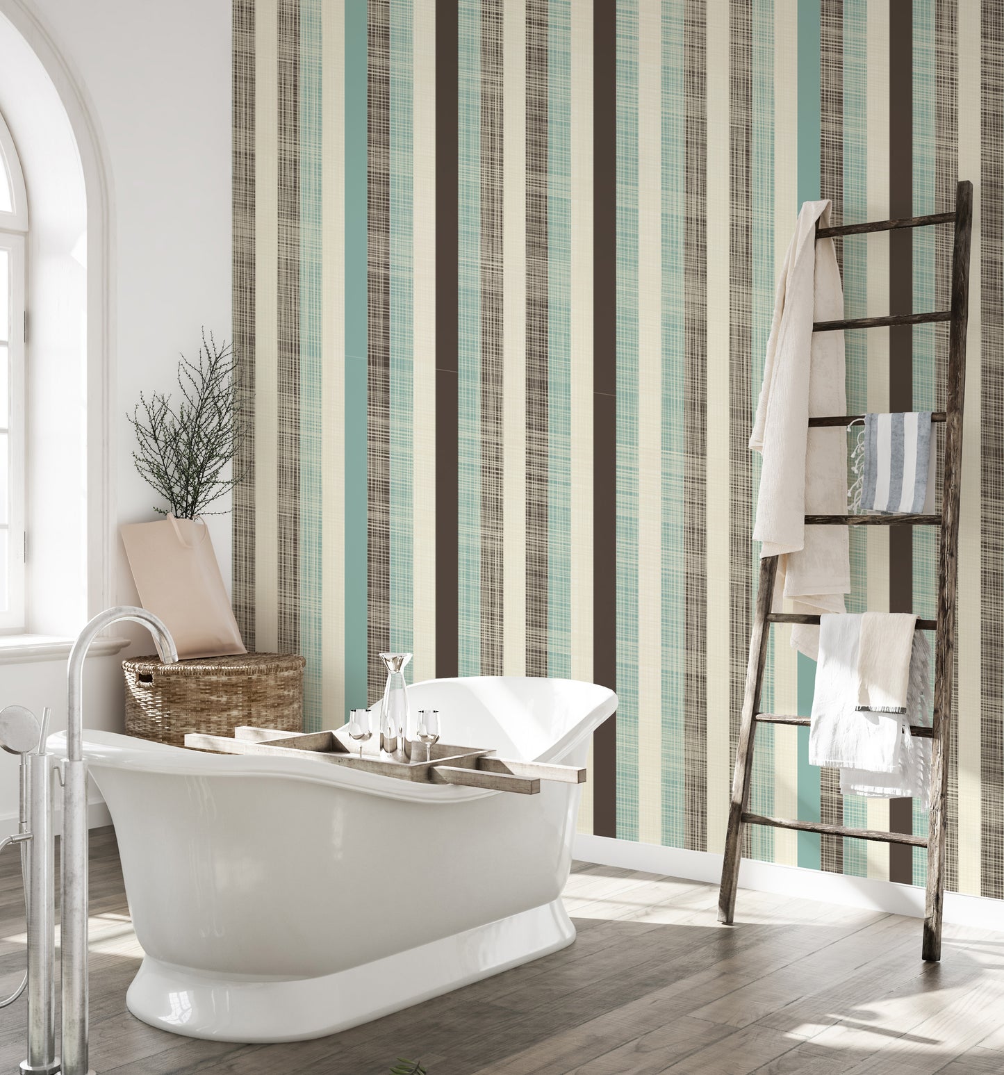 Fabric Stripped Pattern Wallpaper Wall Murals