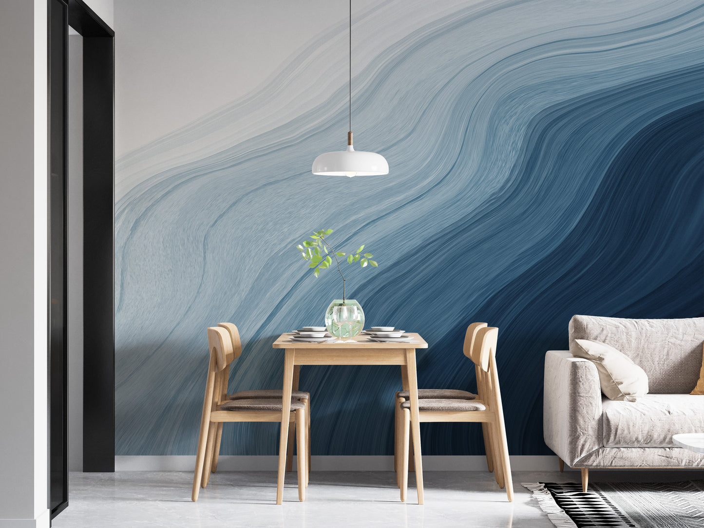 Fluid Blue Gradient Watercolor Wall Mural