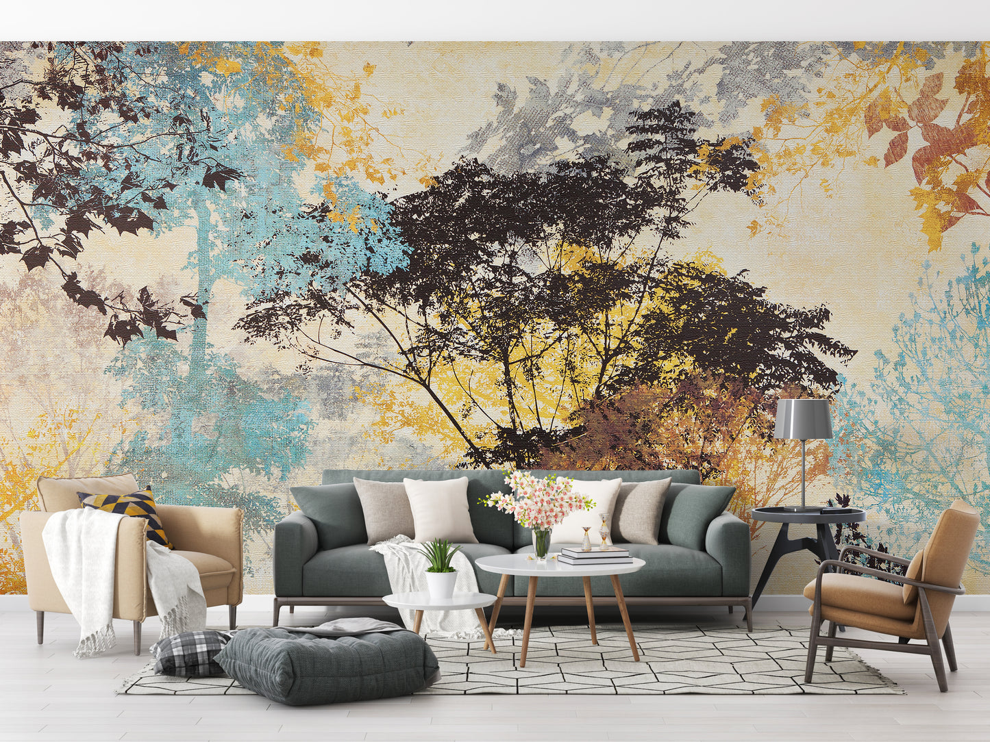 Colorful Abstract Tree Canvas Touch Wallpaper Mural