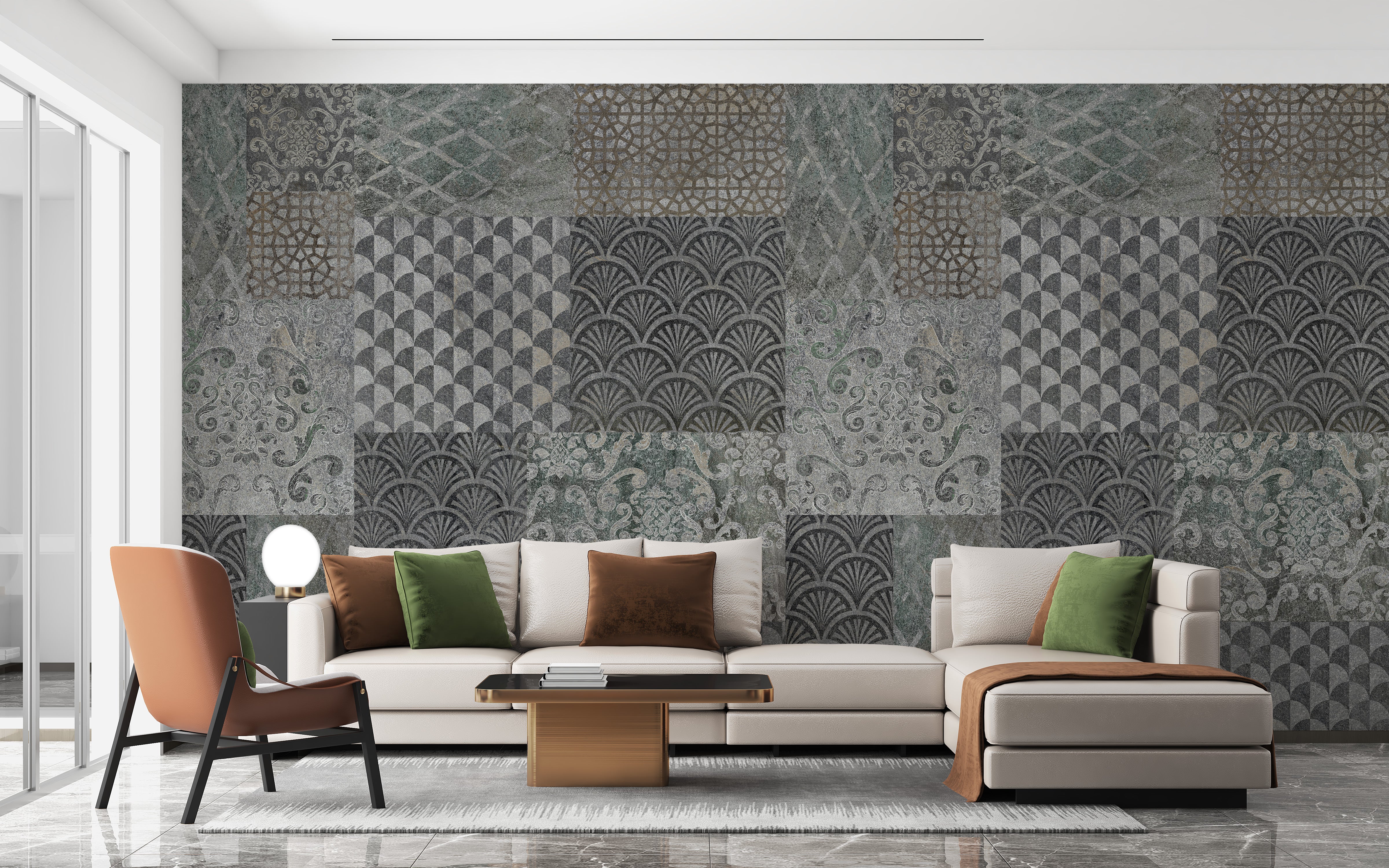 Grey concrete pattern wallpaper with flair
