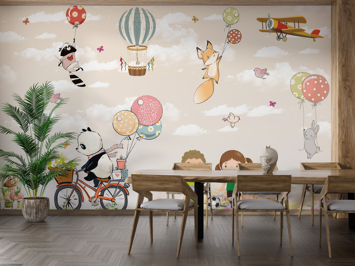 Happy Kids in Garden Wallpaper Mural