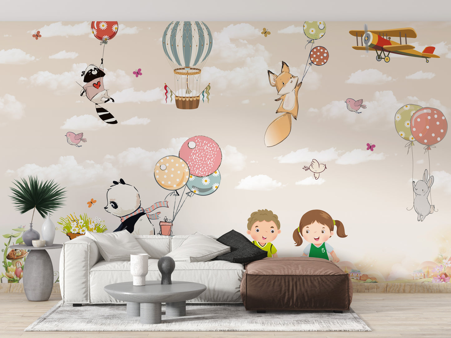 Happy Kids in Garden Wallpaper Mural