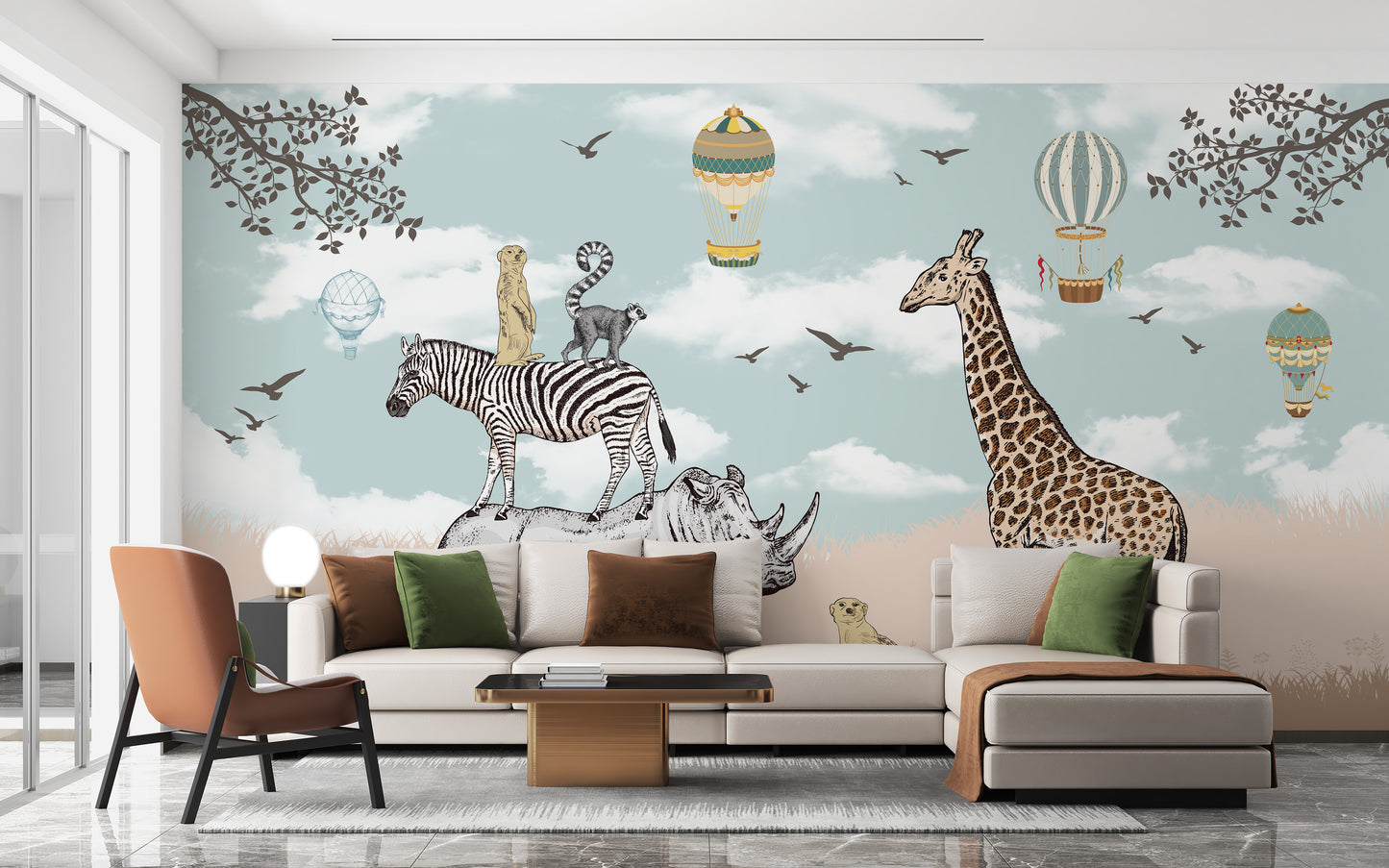 Savannah Animals Kids Room Wallpaper Mural