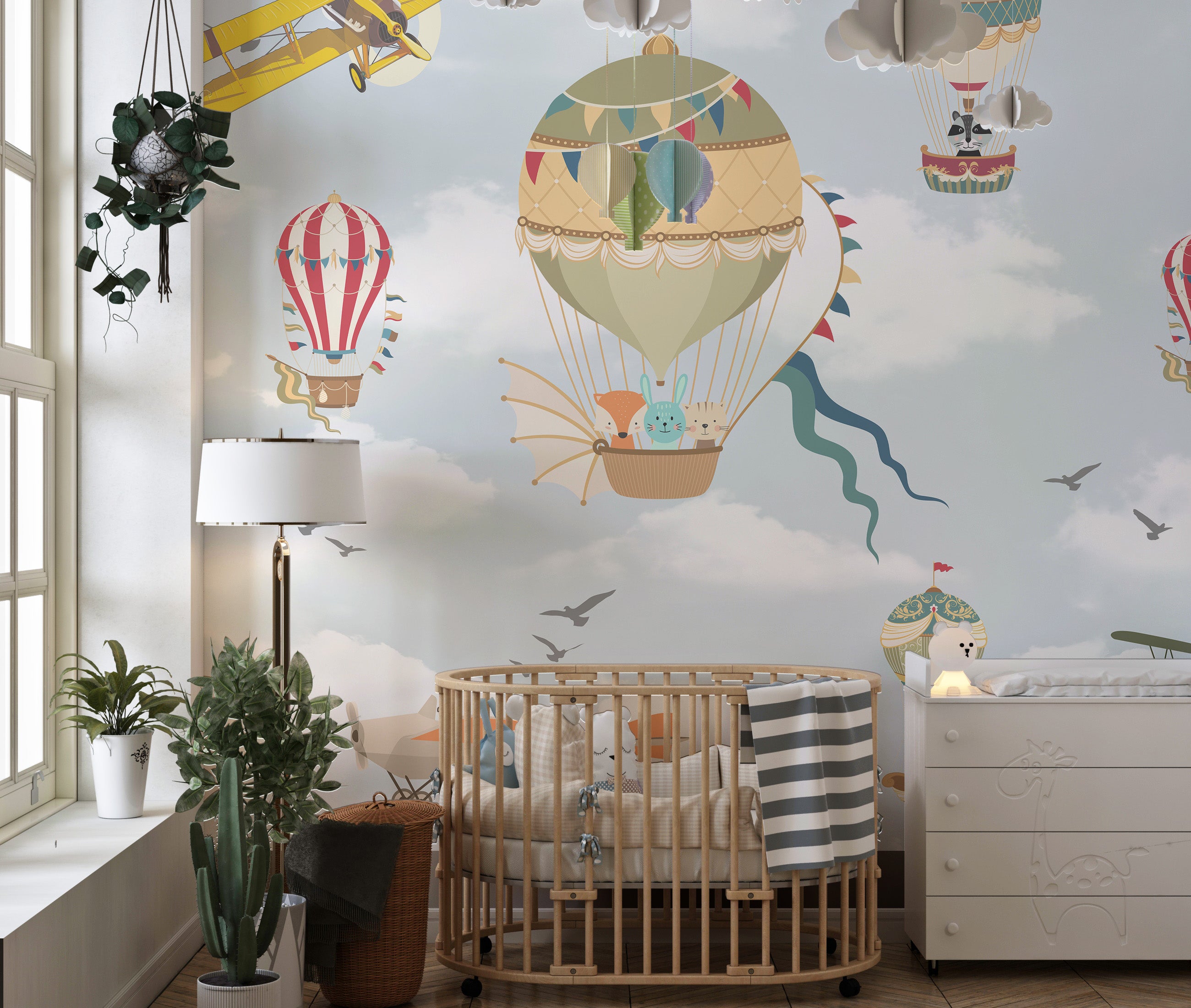 Floating balloons mural for children’s rooms
