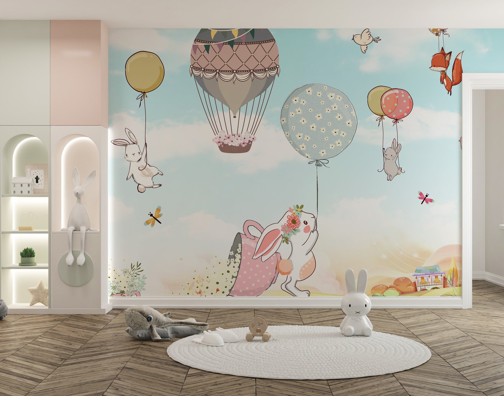 Fun kids mural with animated designs