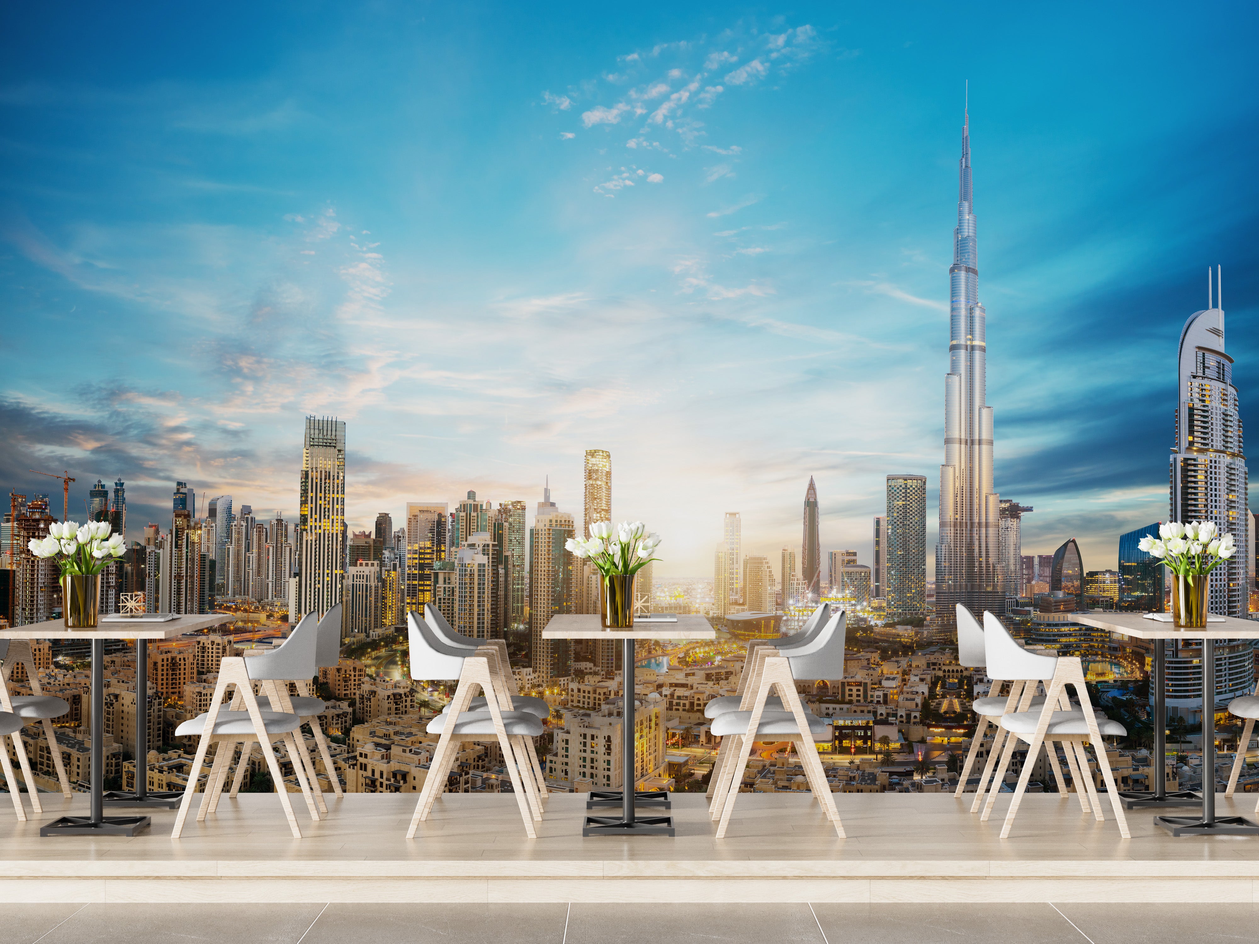 Dubai skyline wallpaper mural with stunning view