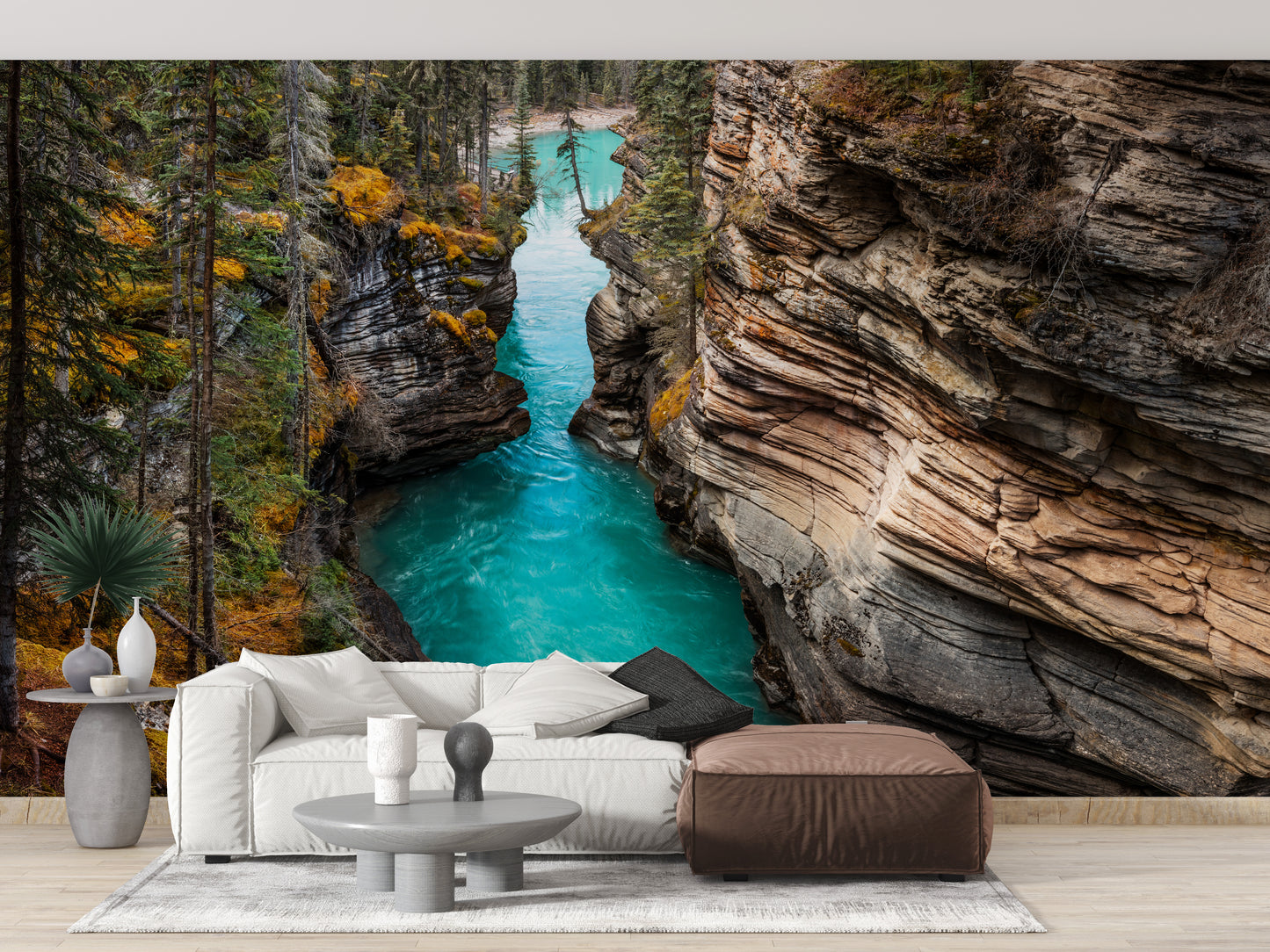 Beautiful Athabasca Falls wallpaper with autumn colors