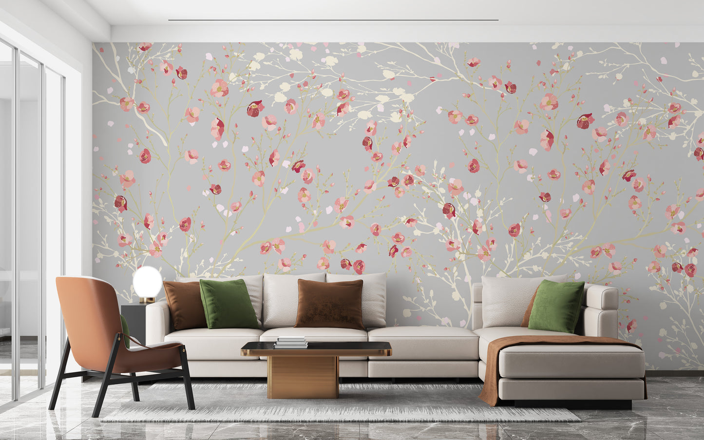 White and Red Flower wallpaper Mural