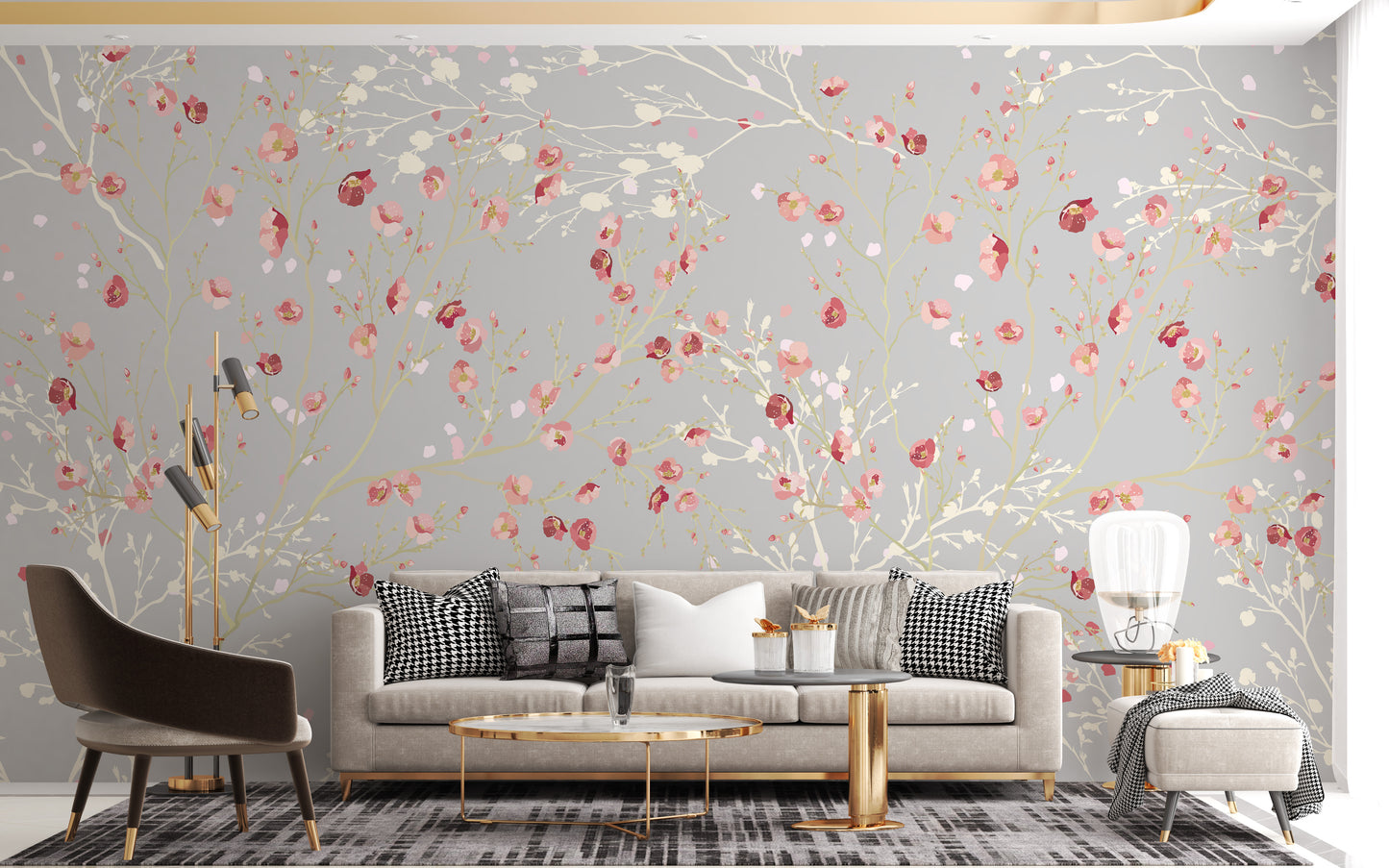 White and Red Flower wallpaper Mural