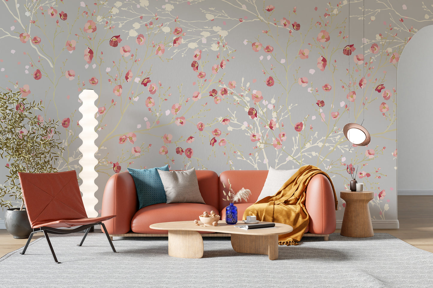 White and Red Flower wallpaper Mural