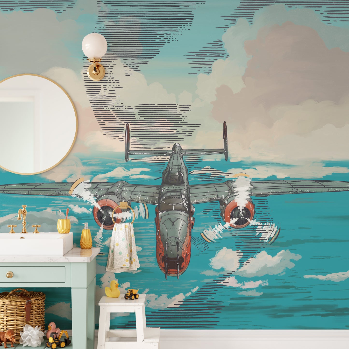 Flying Plane on Blue Ocean Wallpaper - Giffywalls