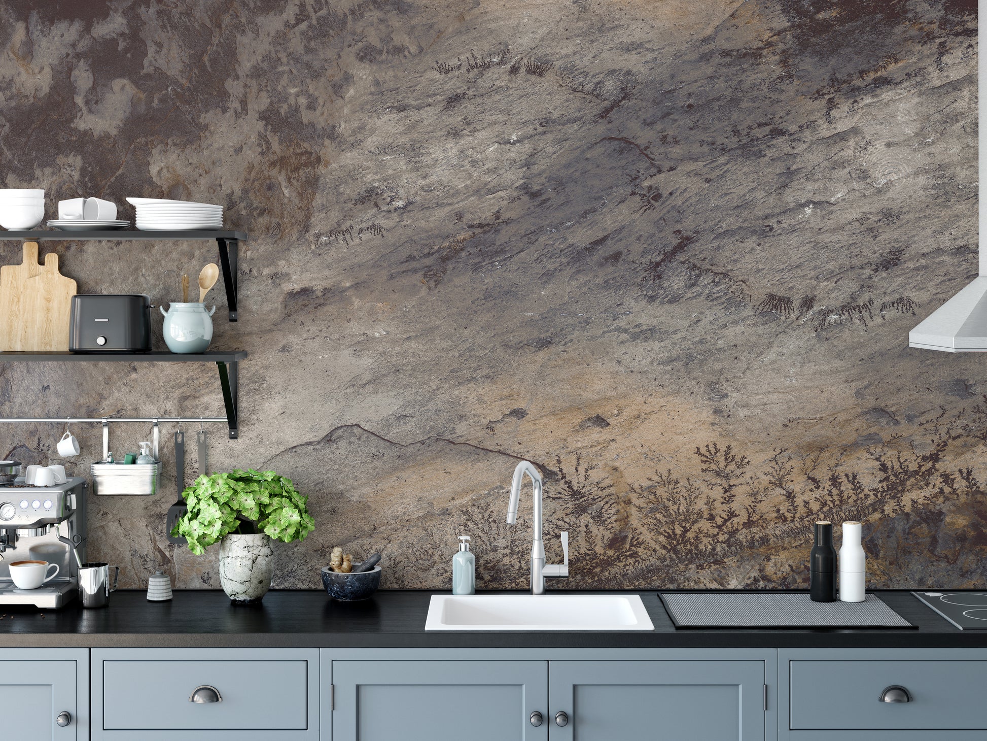 Elegant brown stone textured wallpaper mural